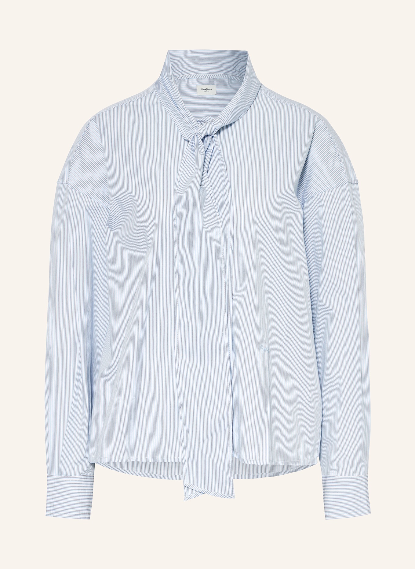 Pepe Jeans Bow-tie blouse KARYSHA, Color: WHITE/ LIGHT BLUE/ LIGHT GRAY (Image 1)