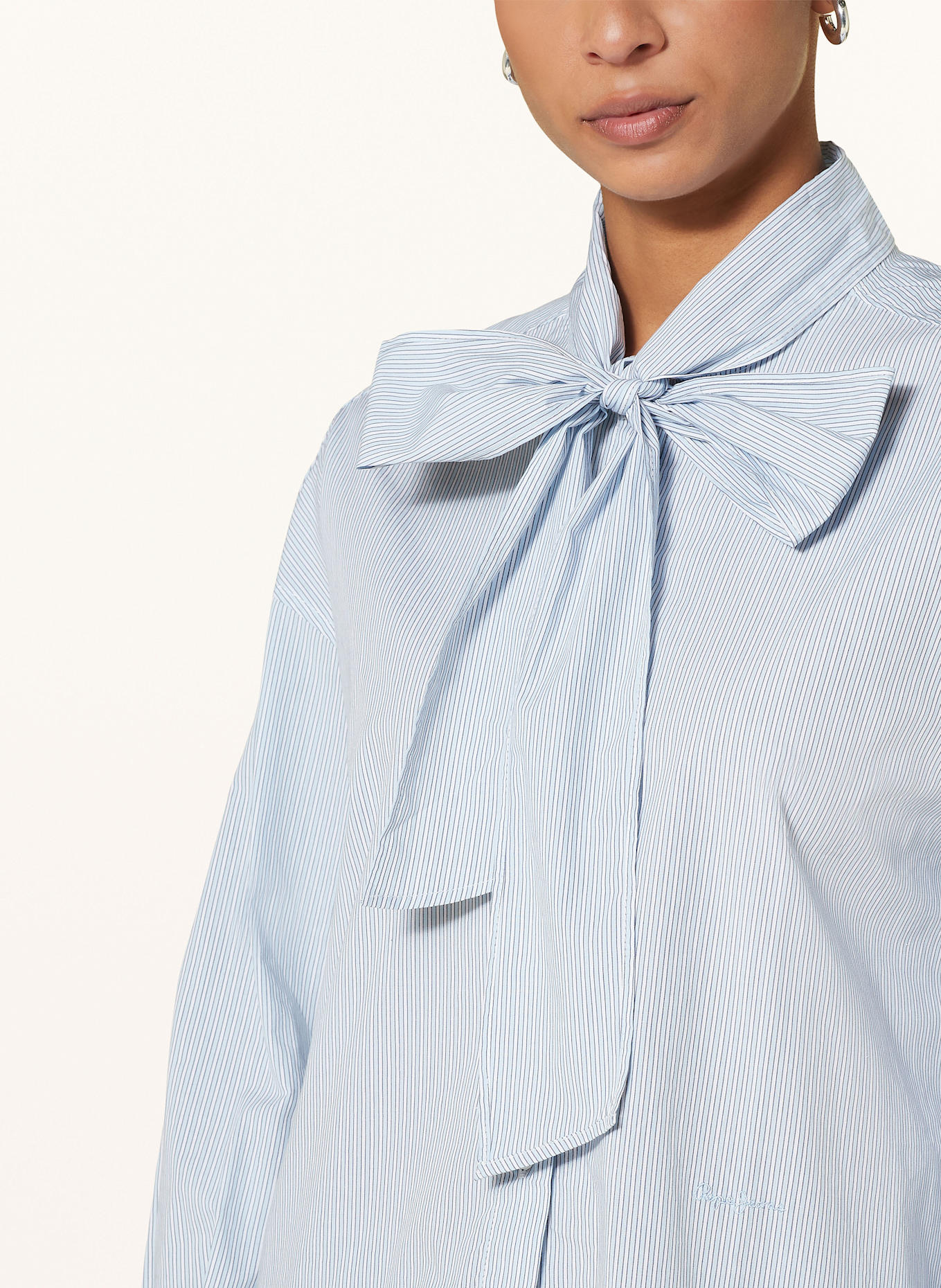 Pepe Jeans Bow-tie blouse KARYSHA, Color: WHITE/ LIGHT BLUE/ LIGHT GRAY (Image 4)