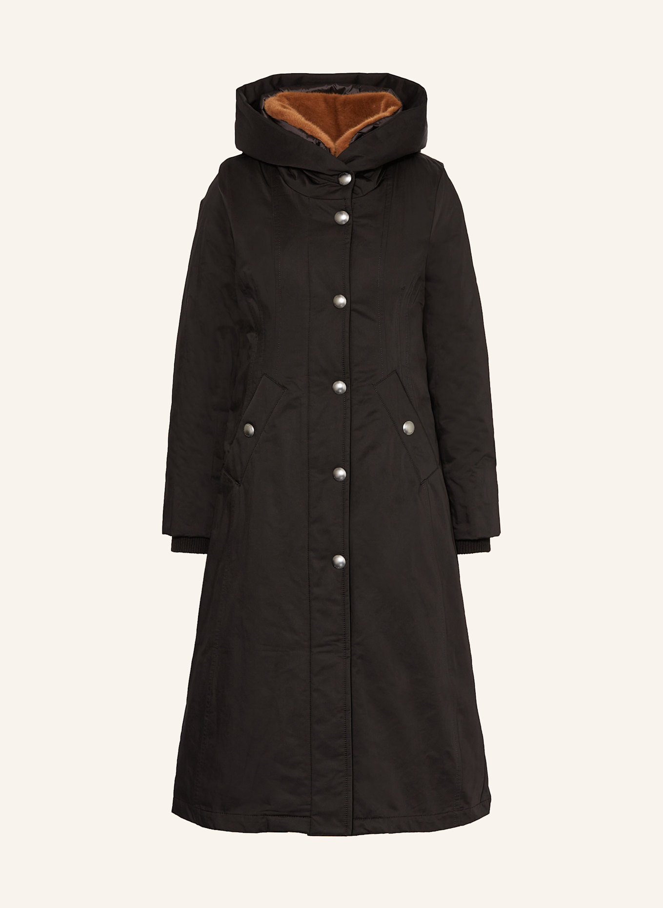 CREENSTONE VIKA coat with faux fur in black