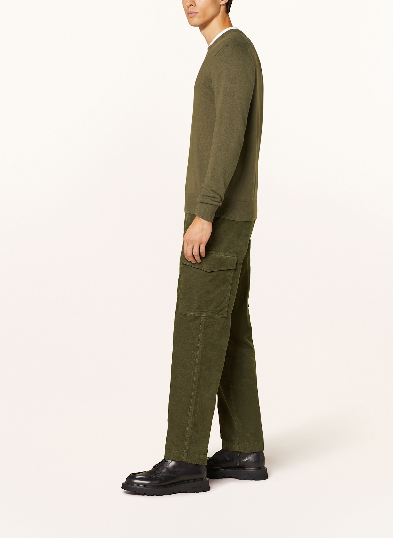 TOMMY HILFIGER Cargohose Cargo Fit aus Cord: DUNKELGRÜN