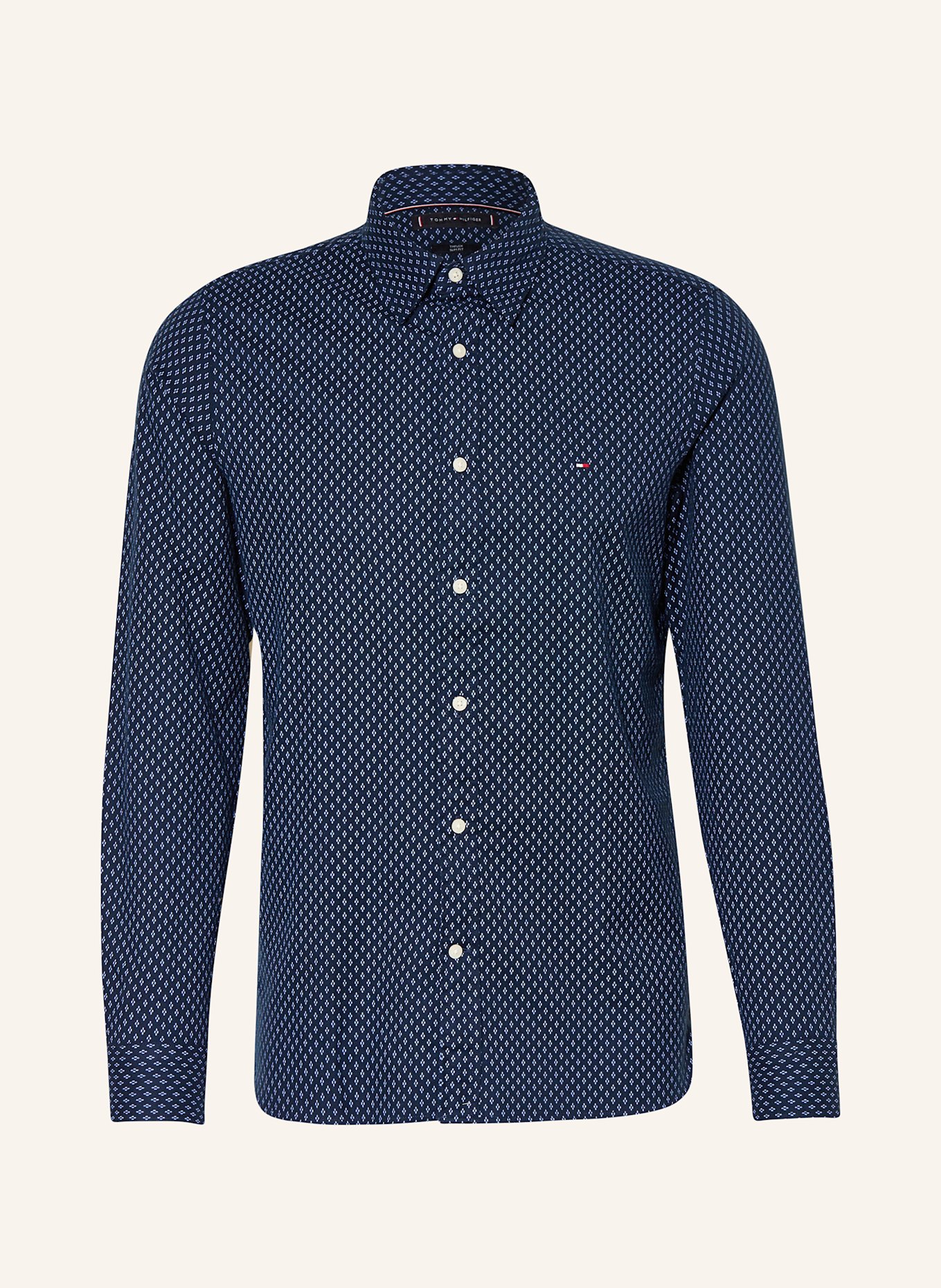 TOMMY HILFIGER Flanellhemd Slim Fit: DUNKELBLAU / HELLBLAU