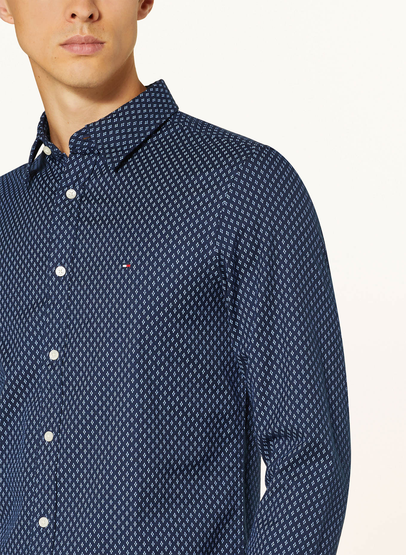 TOMMY HILFIGER Flanellhemd Slim Fit: DUNKELBLAU / HELLBLAU