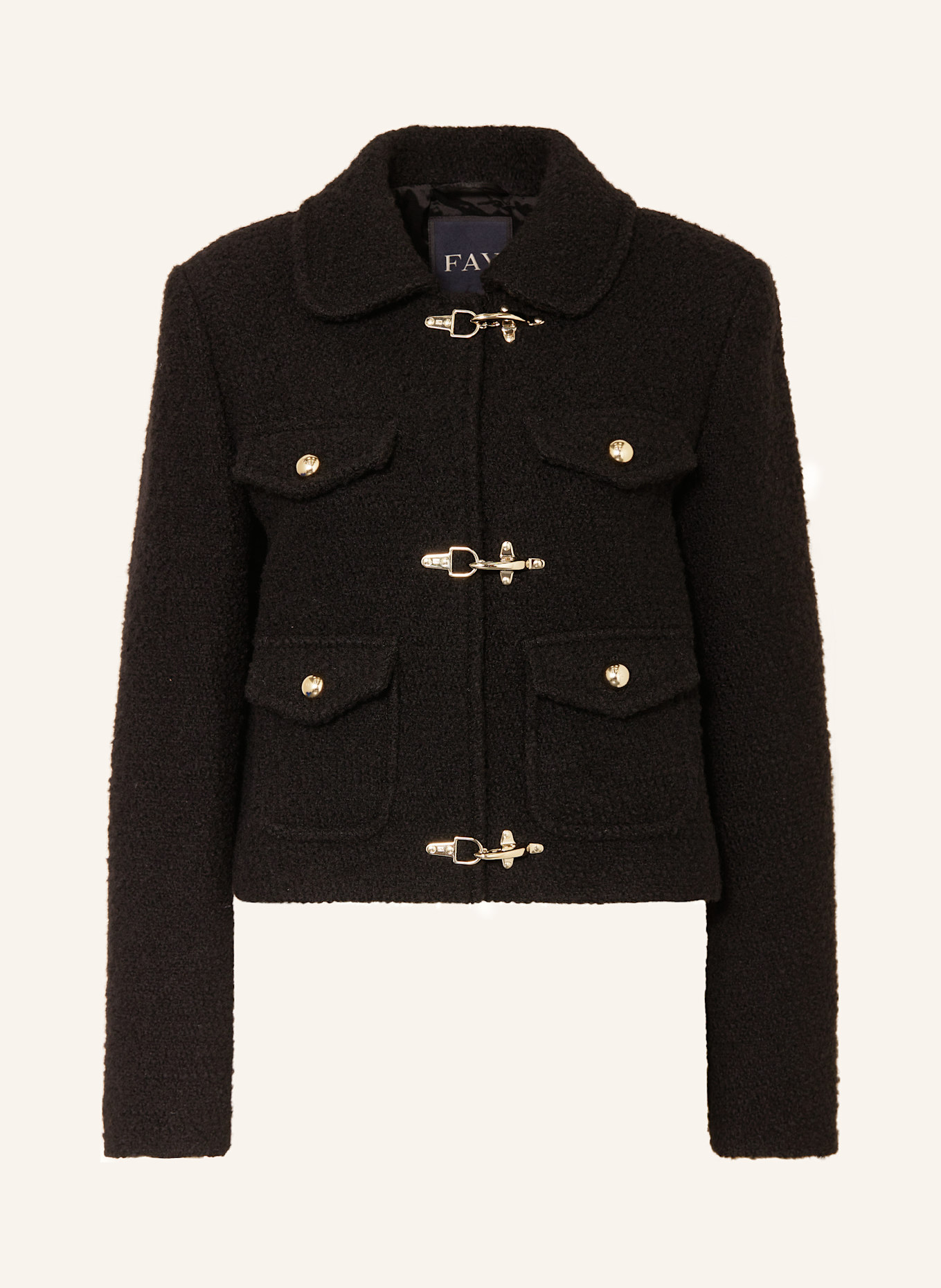 Fay Boxy jacket in bouclé, Color: BLACK (Image 1)