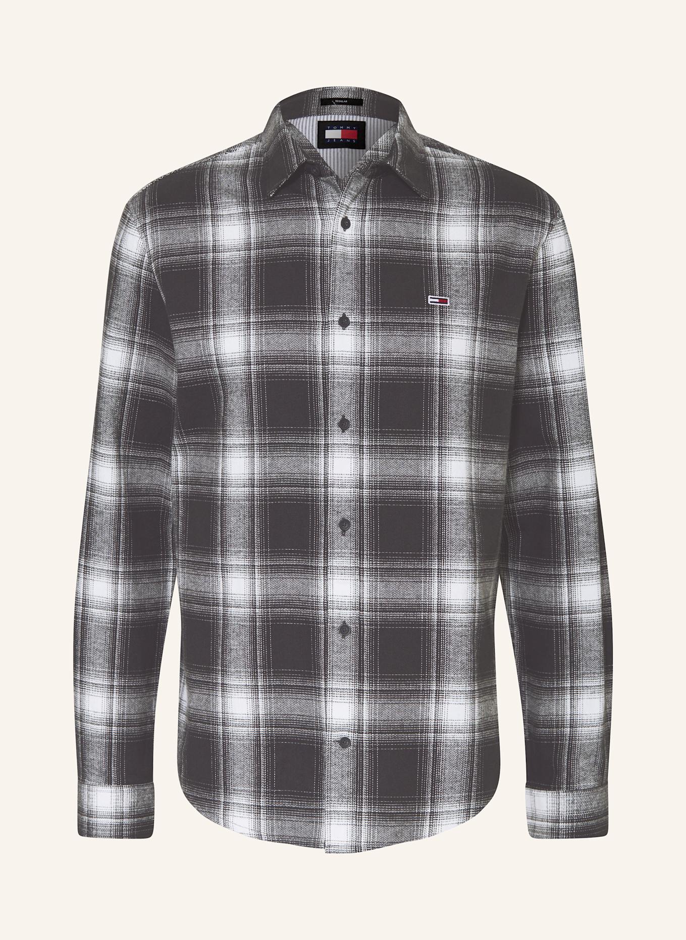 TOMMY JEANS Flannel shirt regular fit: WHITE / DARK GRAY