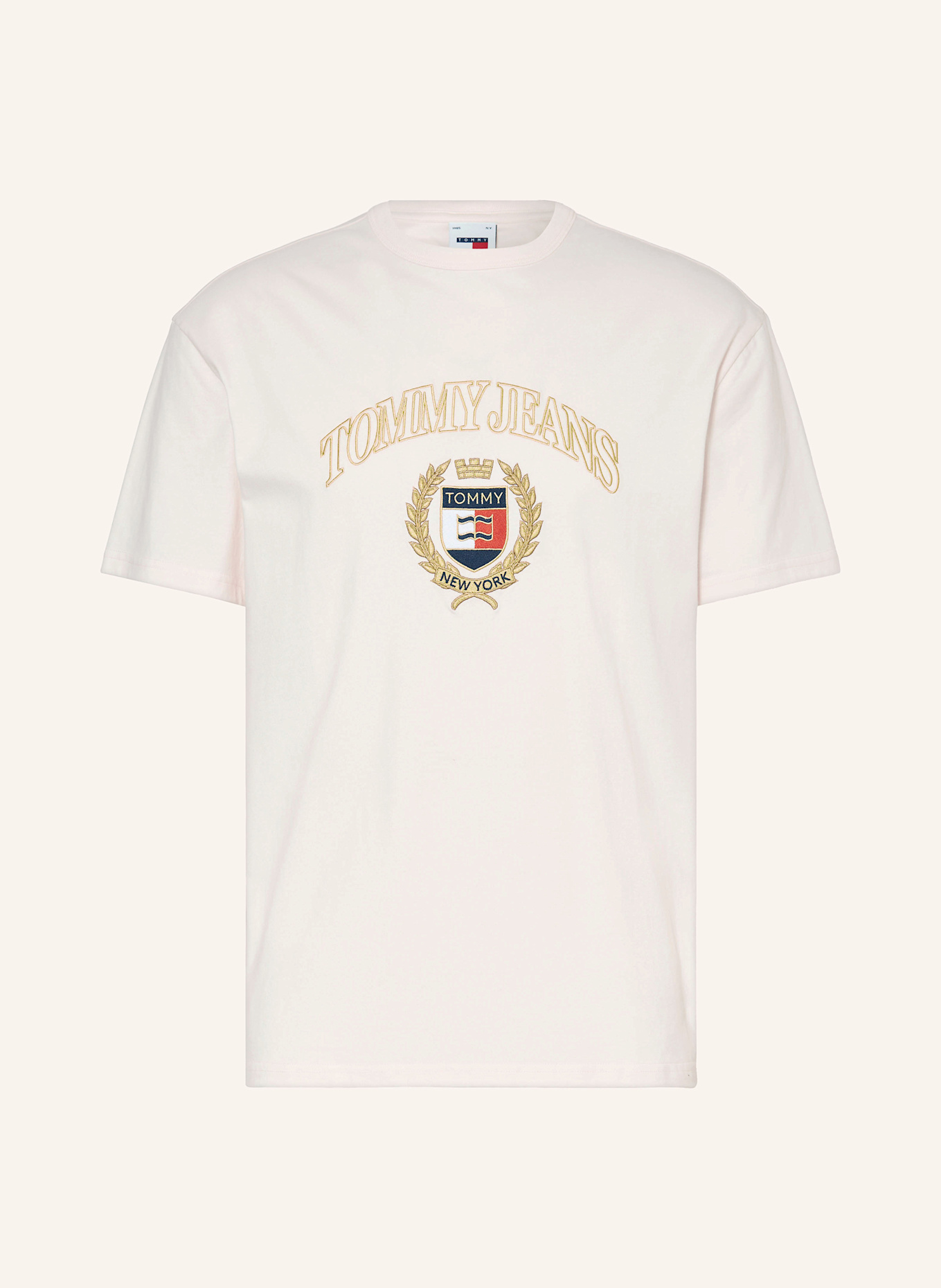 TOMMY JEANS T-Shirt: WEISS / GOLD / DUNKELBLAU