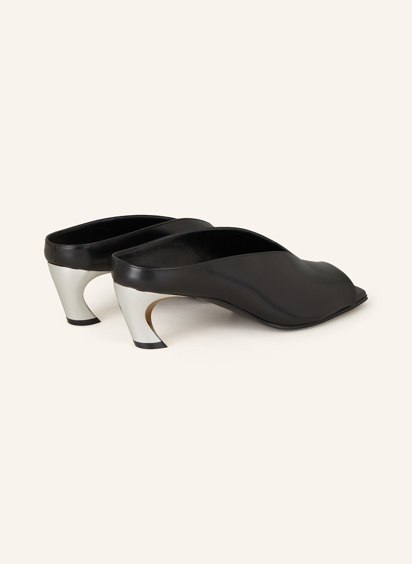 McQUEEN Mules: 1399 BLACK/SILVER/GOLD