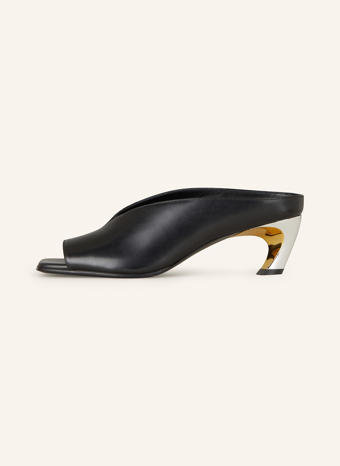McQUEEN Mules: 1399 BLACK/SILVER/GOLD