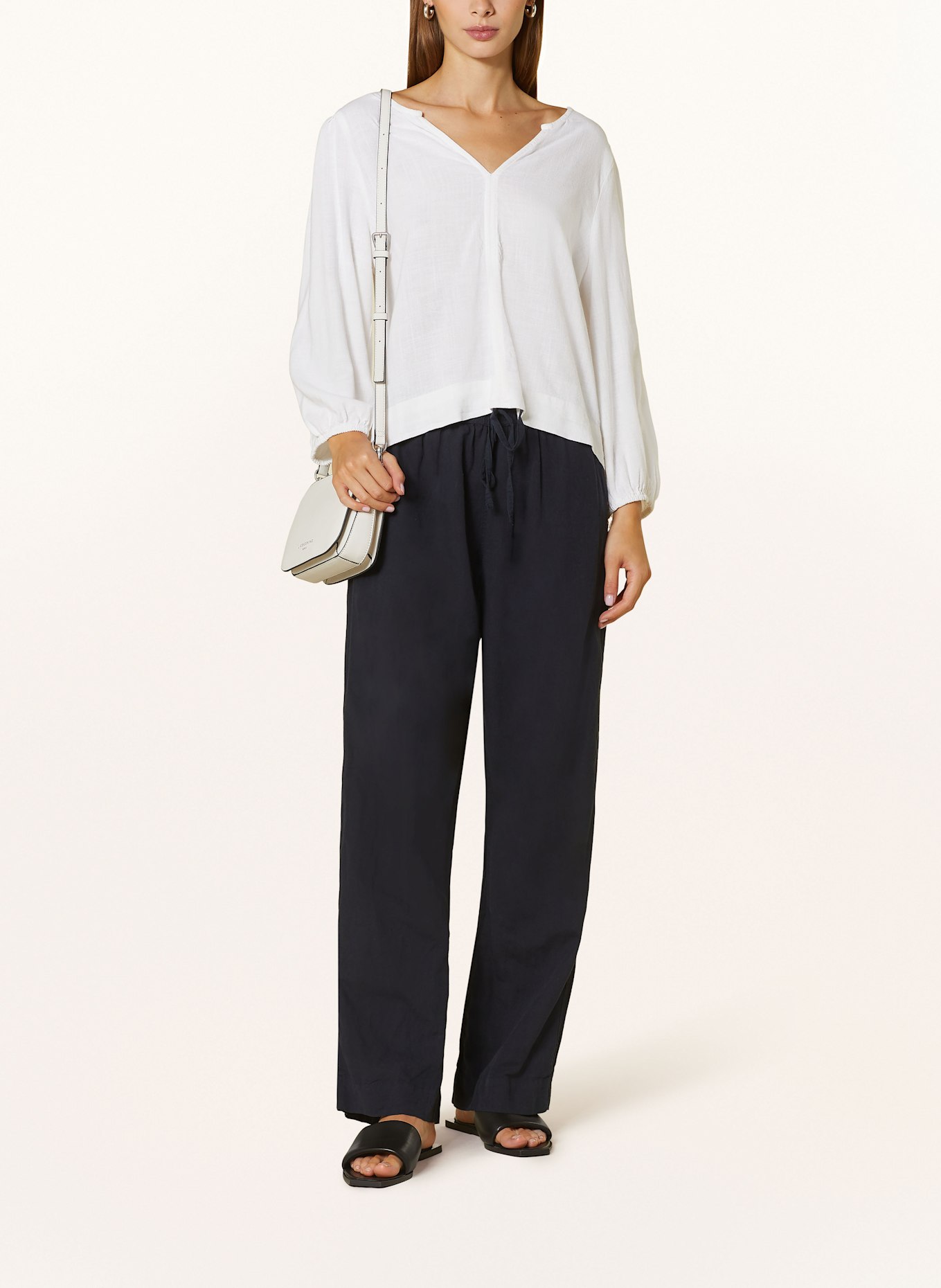 NEO NOIR Wide leg trousers SONAR with linen, Color: DARK BLUE (Image 2)