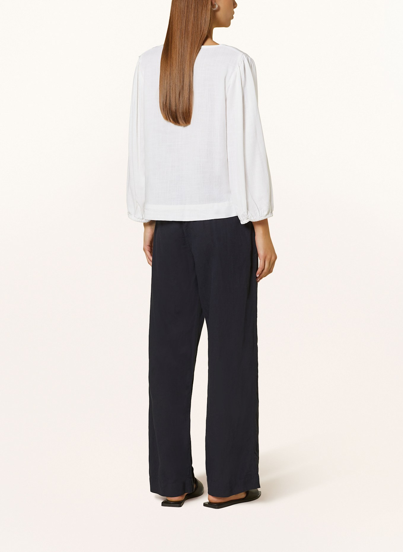 NEO NOIR Wide leg trousers SONAR with linen, Color: DARK BLUE (Image 3)