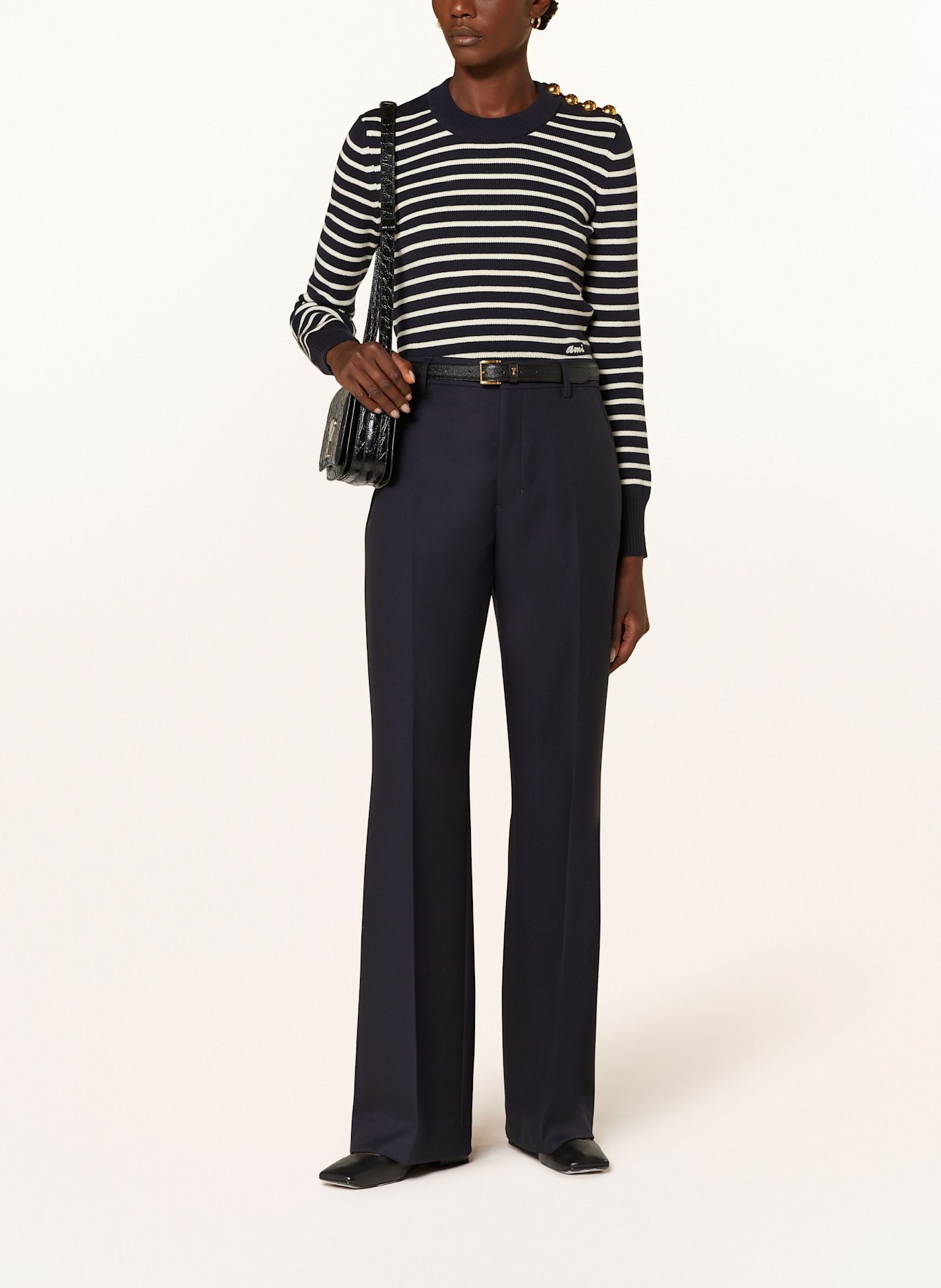 AMI PARIS Wide leg trousers: DARK BLUE