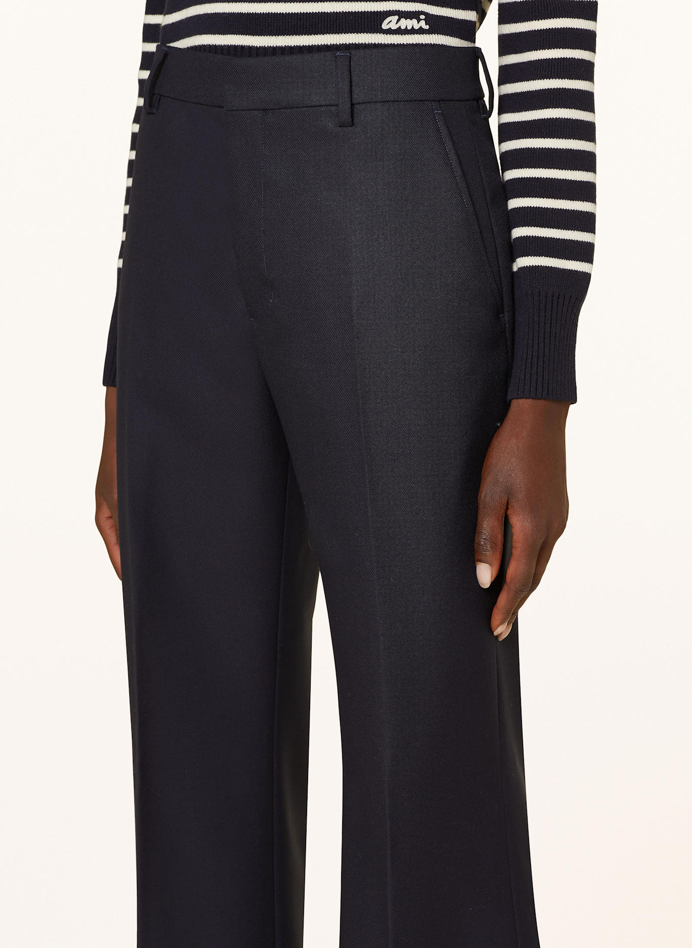 AMI PARIS Wide leg trousers: DARK BLUE