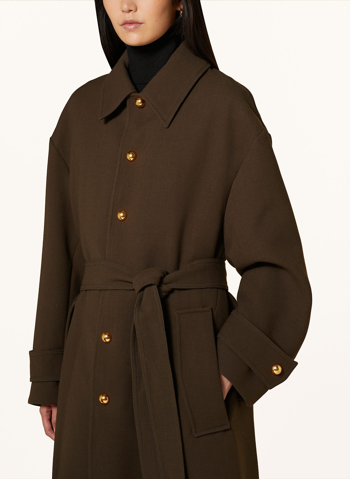 AMI PARIS Oversized wool coat in dark brown