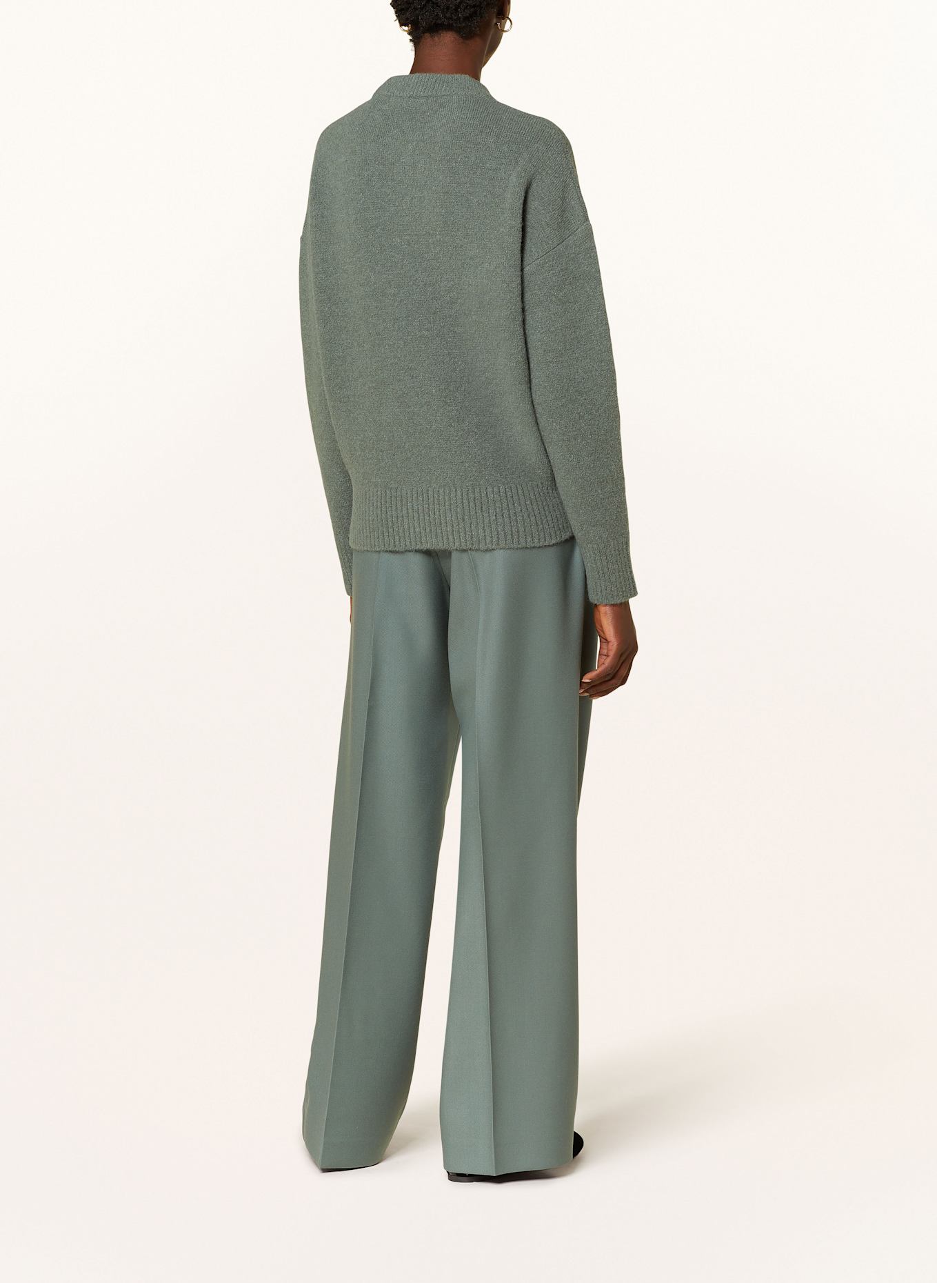 AMI PARIS Wide leg trousers: BLUE GRAY