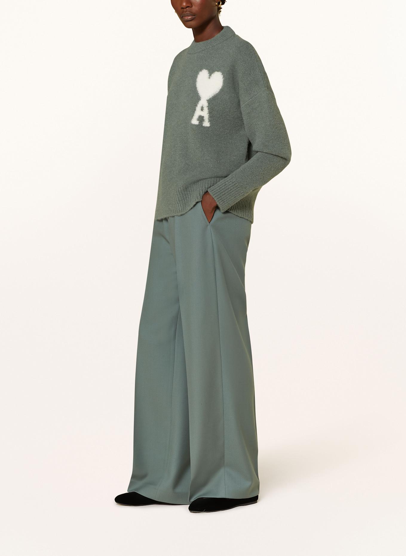AMI PARIS Wide leg trousers: BLUE GRAY