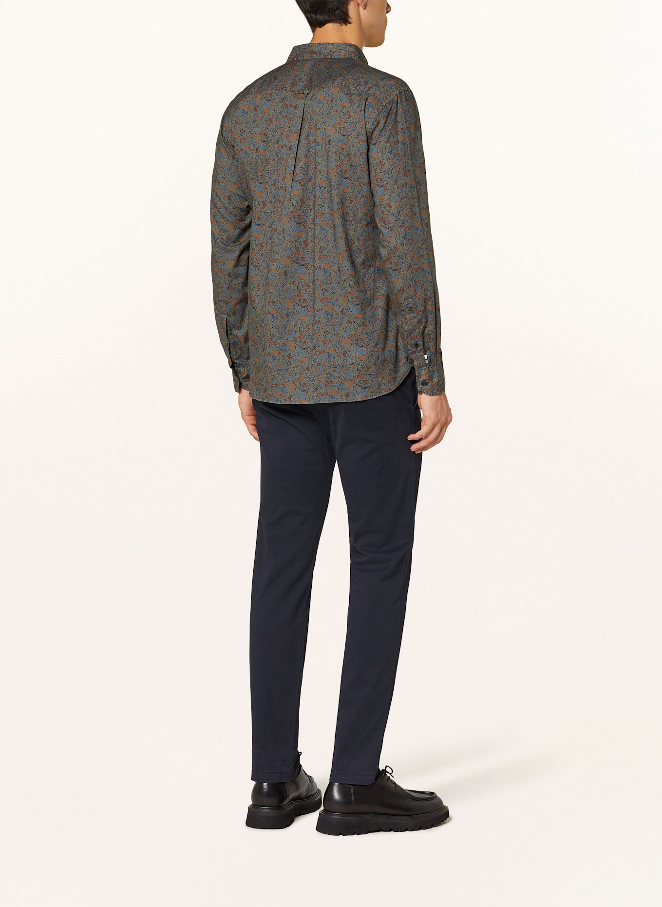 OLYMP Hemd Casual regular fit: OLIV / BLAU / COGNAC