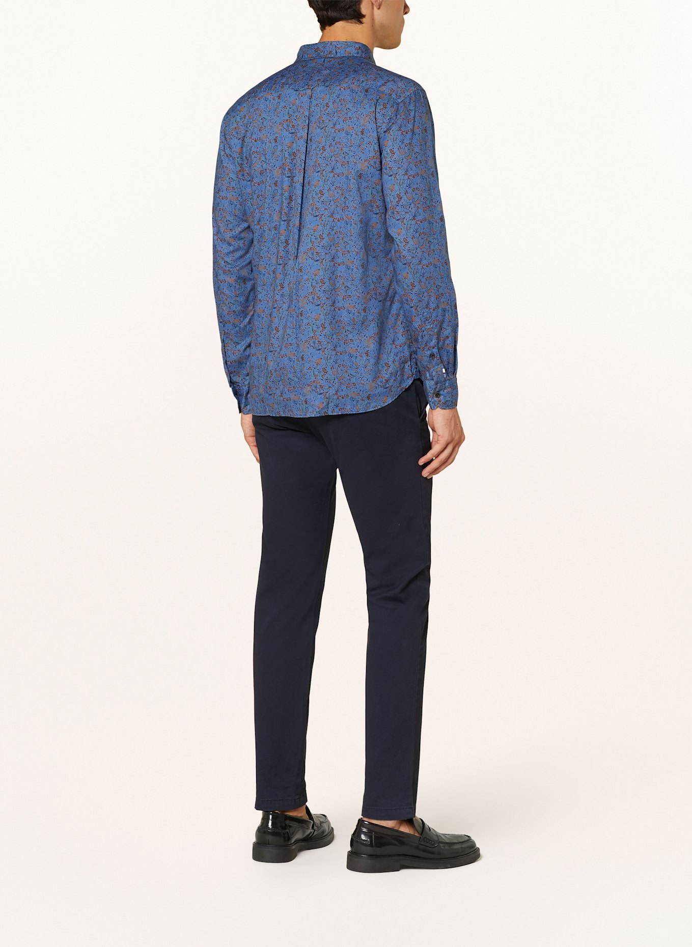 OLYMP Hemd Casual regular fit: BLAU / DUNKELBLAU / COGNAC