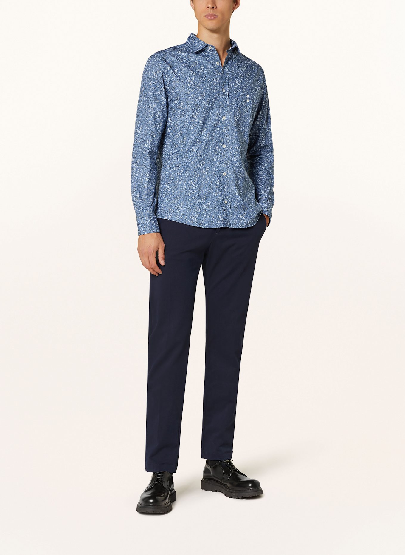 OLYMP Hemd Casual regular fit: BLAU / WEISS / DUNKELGRÜN