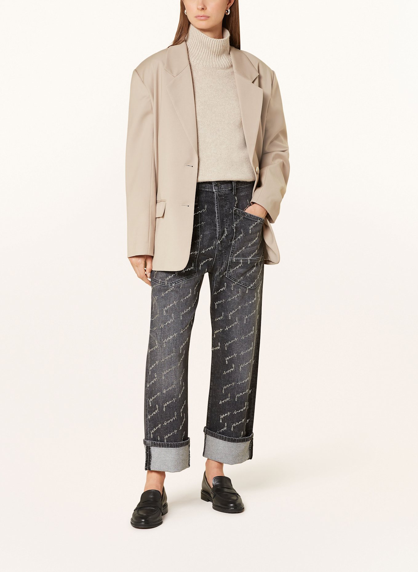 MAC Boyfriend Jeans BAGGY mit Schmucksteinen: D970 grey used glamour wash