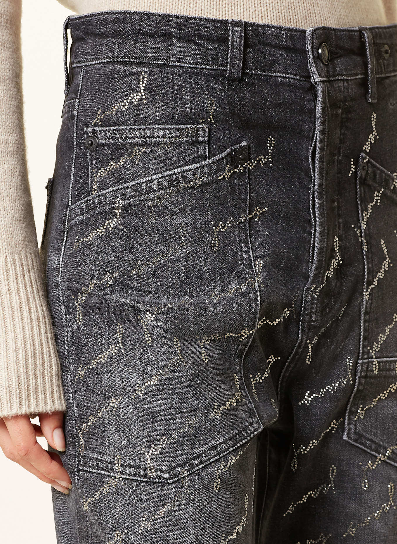 MAC Boyfriend Jeans BAGGY mit Schmucksteinen: D970 grey used glamour wash