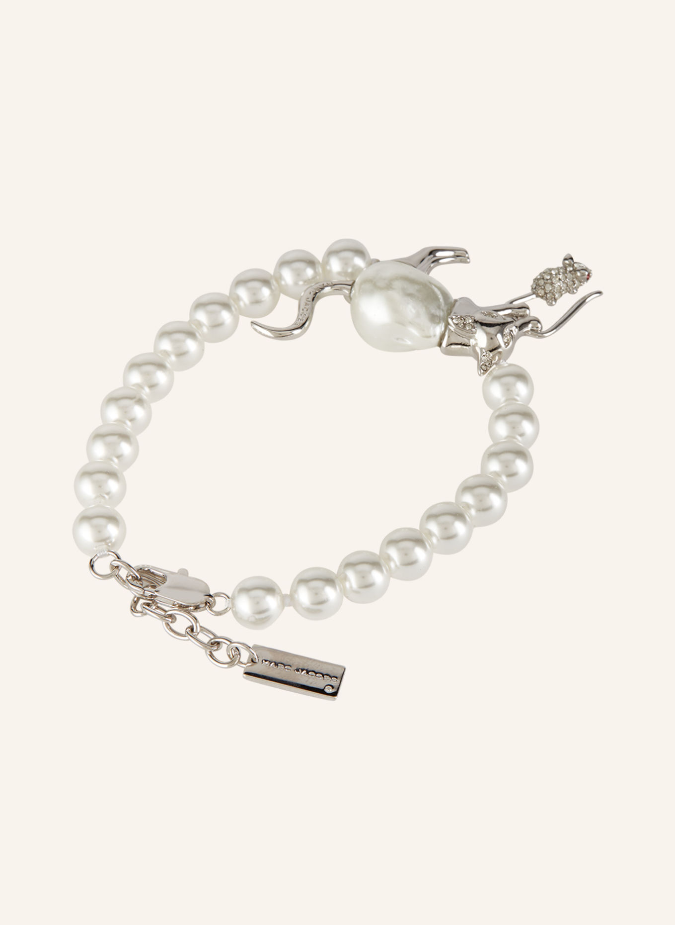 MARC JACOBS Armband THE CAT AND MOUSE PEARL BRACELET, Farbe: SILBER/ WEISS (Bild 2)