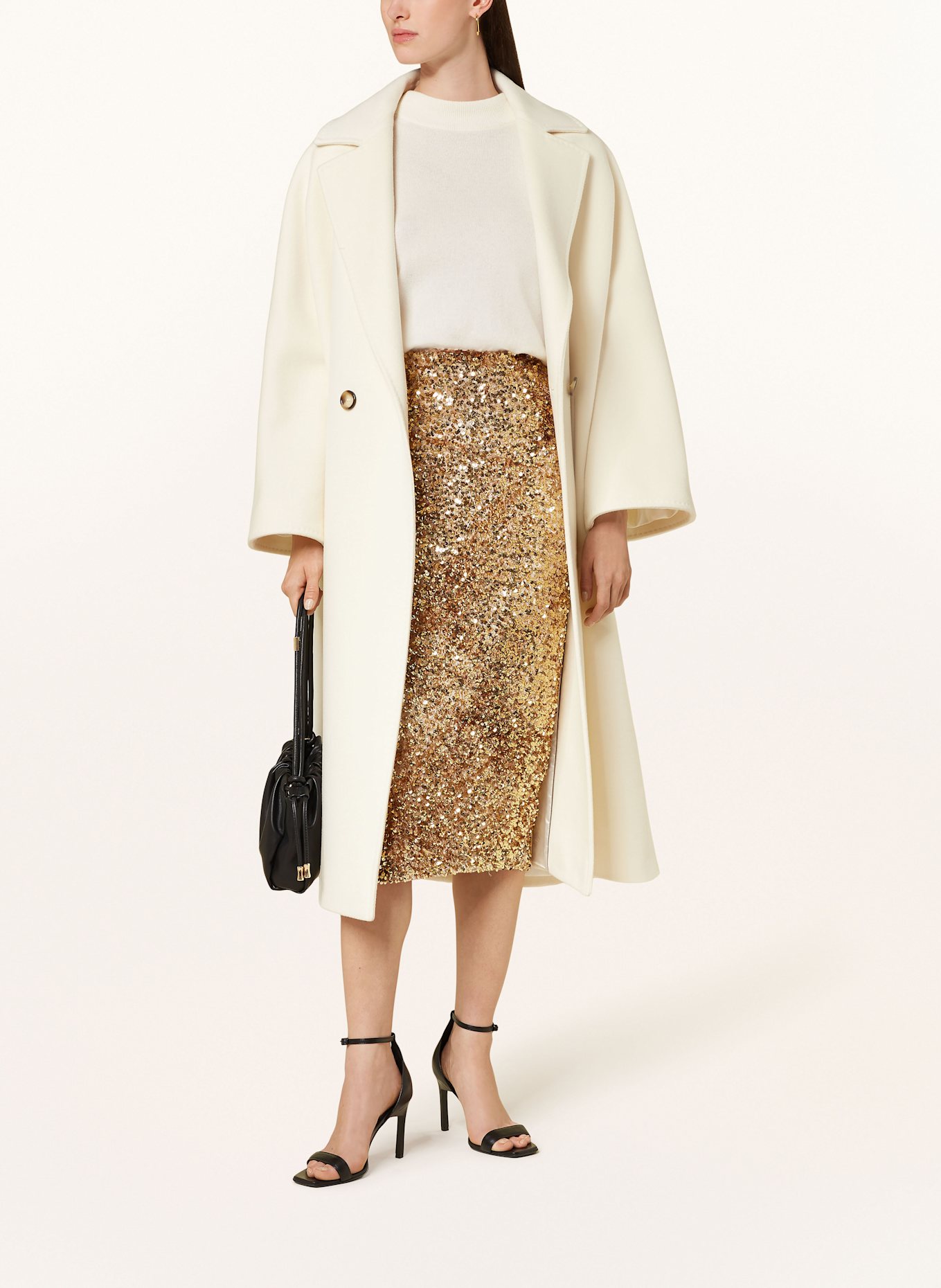 MARELLA Rock mit Pailletten: GOLD