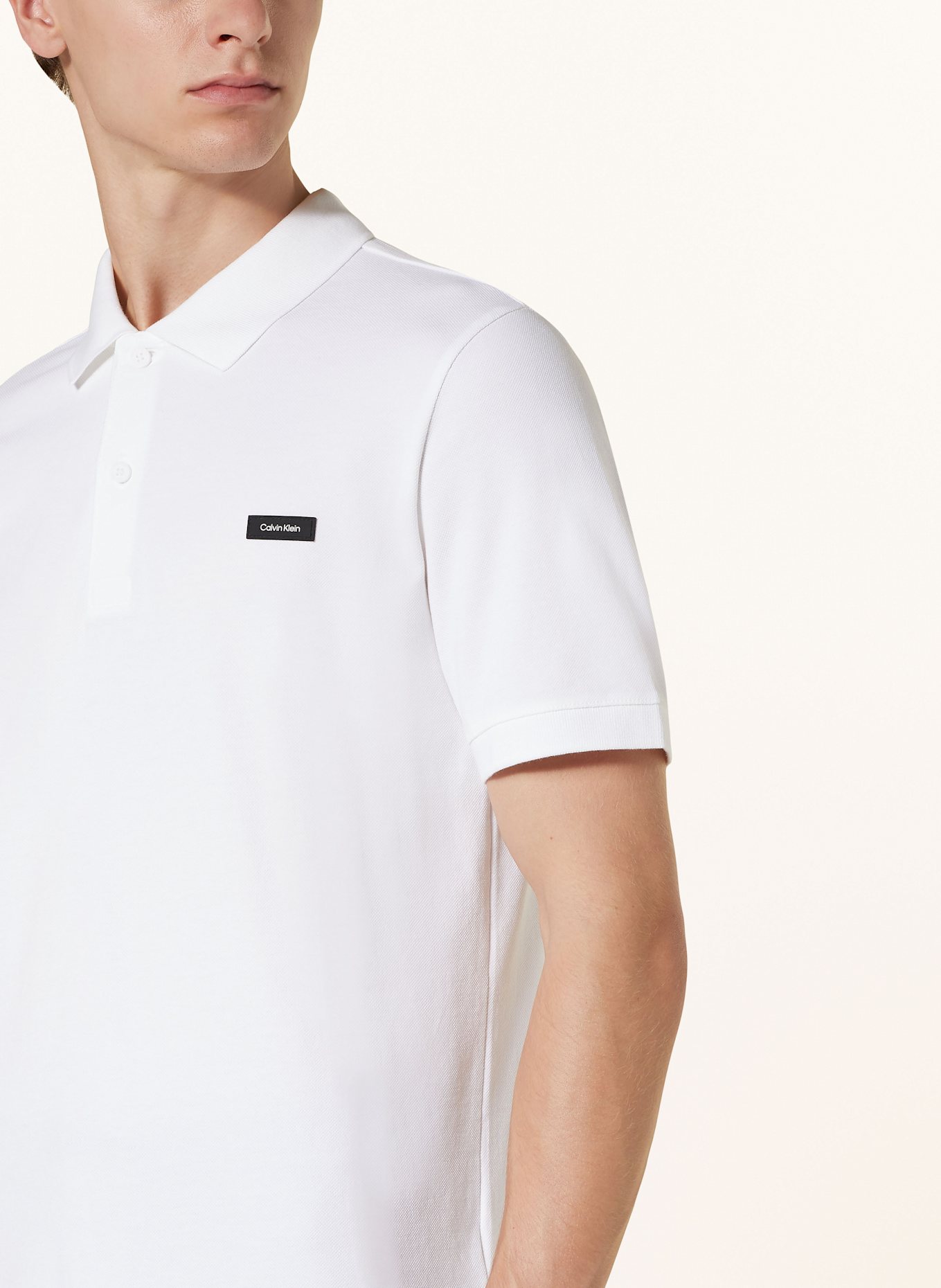 Calvin Klein Piqué-Poloshirt, Farbe: WEISS (Bild 4)