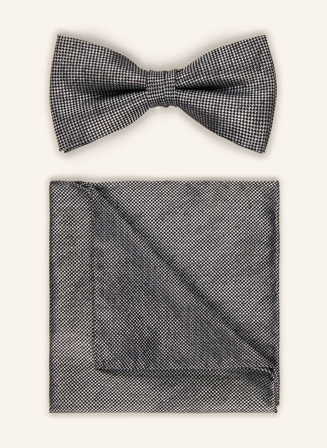 OLYMP Zestaw: mucha z poszetką: SZARY/ SREBRNY/ CZIEMNOSZARY