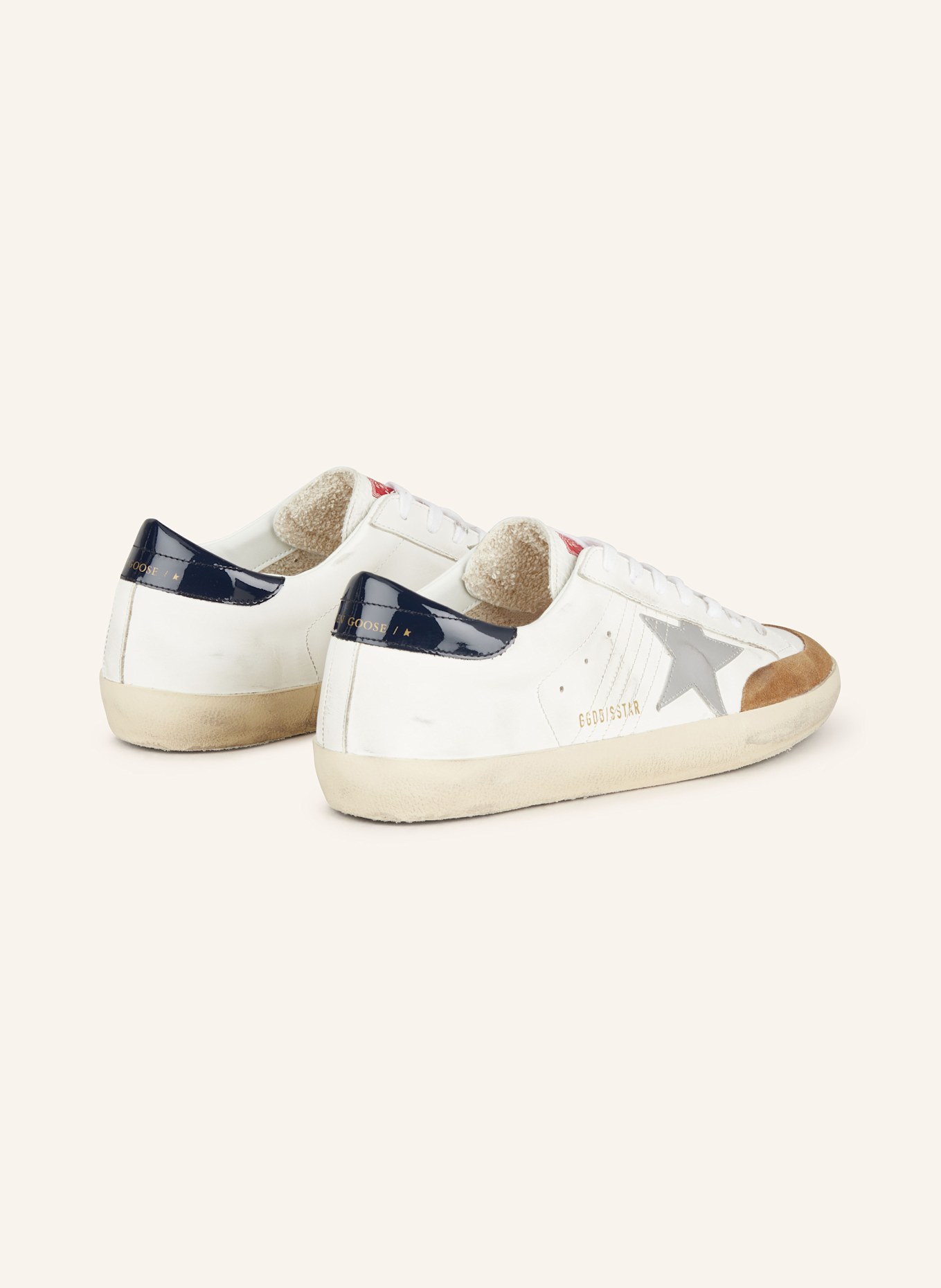 GOLDEN GOOSE Sneaker SUPER-STAR: WEISS/ BRAUN/ SILBER