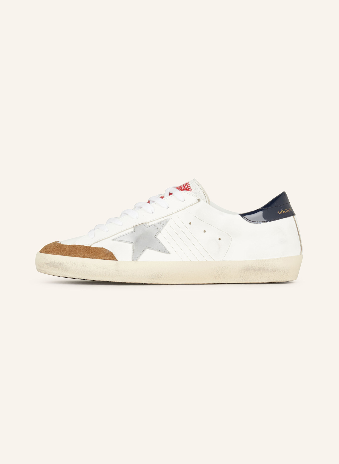 GOLDEN GOOSE Sneaker SUPER-STAR: WEISS/ BRAUN/ SILBER
