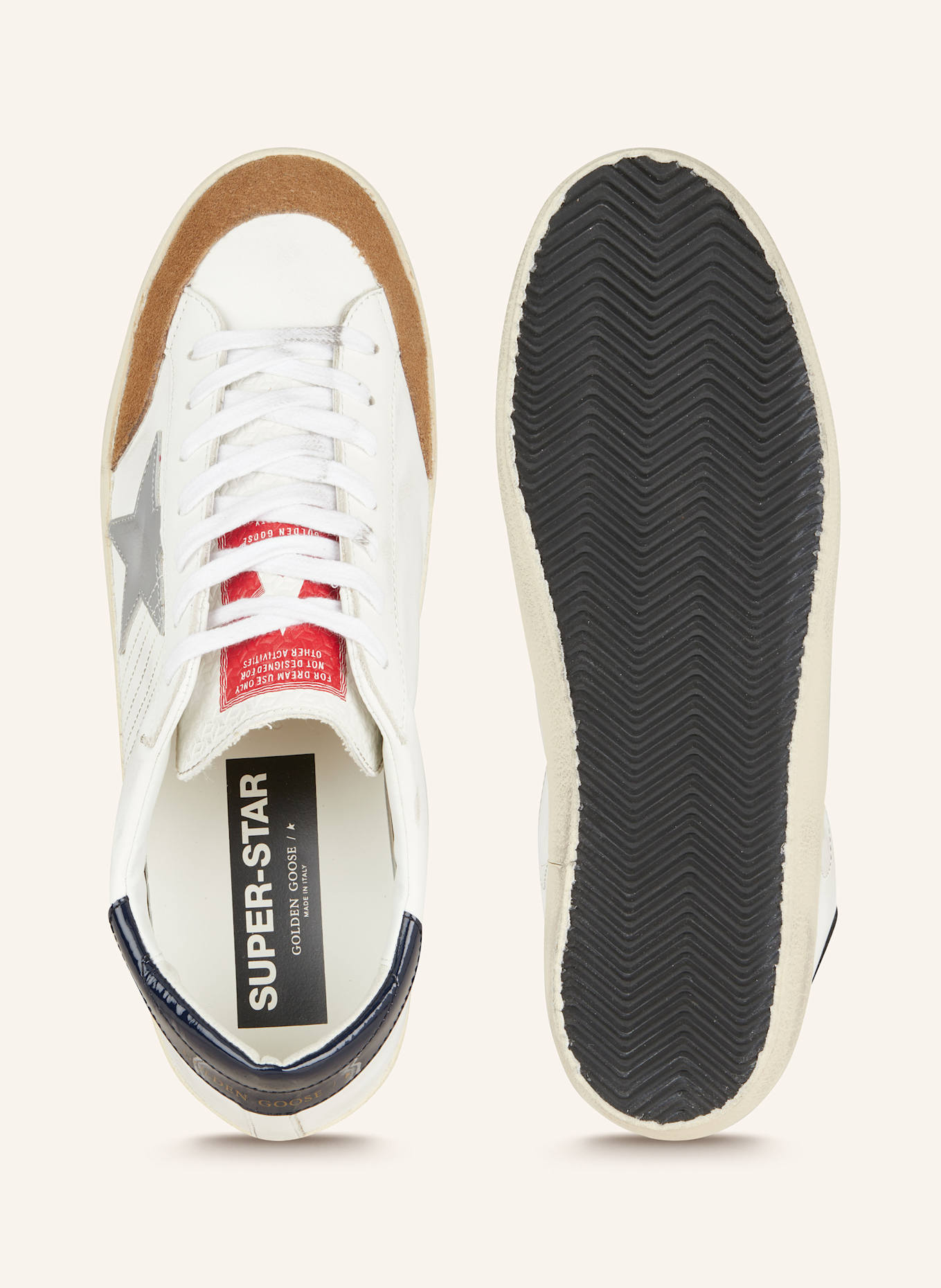 GOLDEN GOOSE Sneaker SUPER-STAR: WEISS/ BRAUN/ SILBER