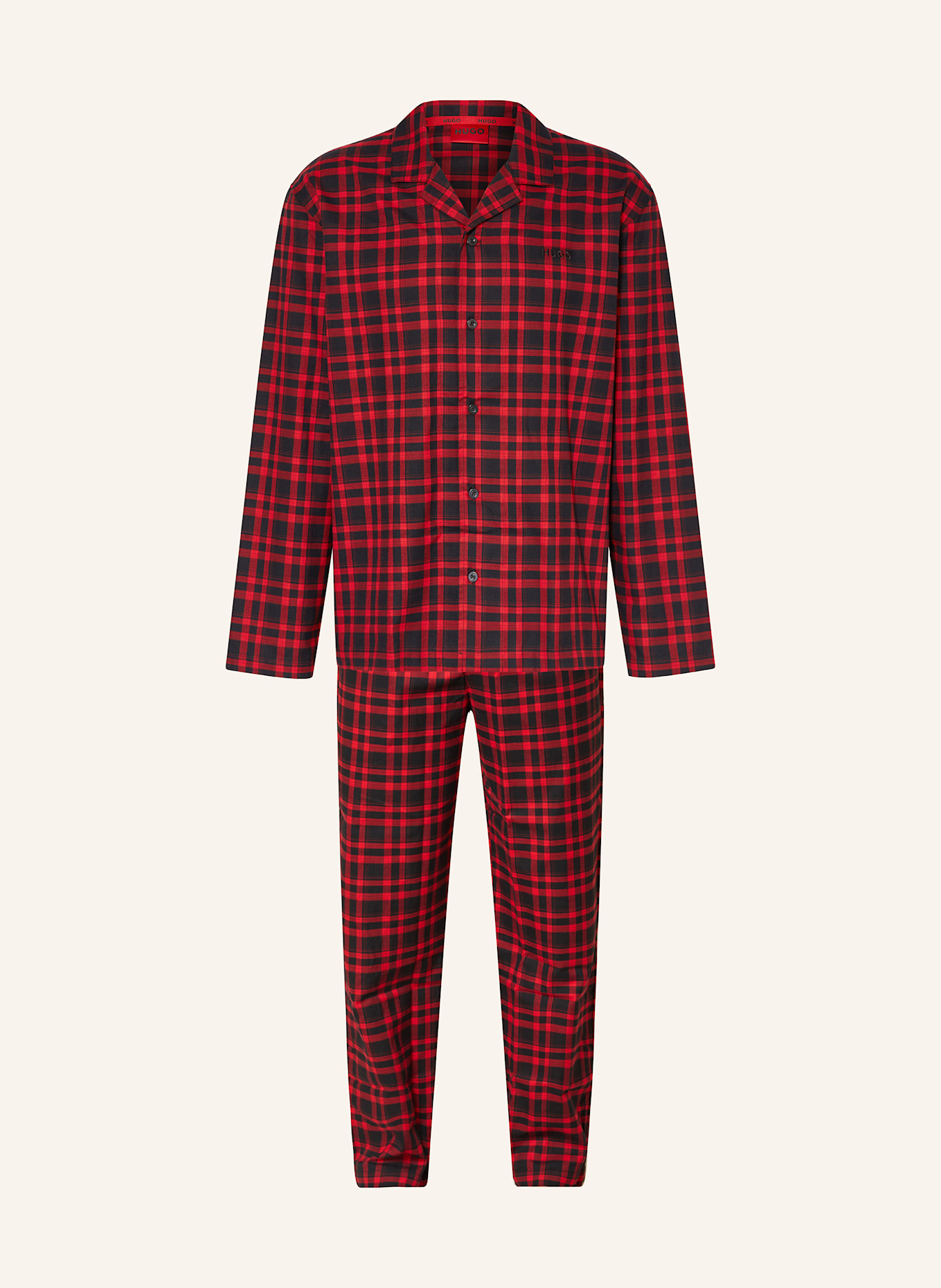 HUGO Flannel pajamas in black red