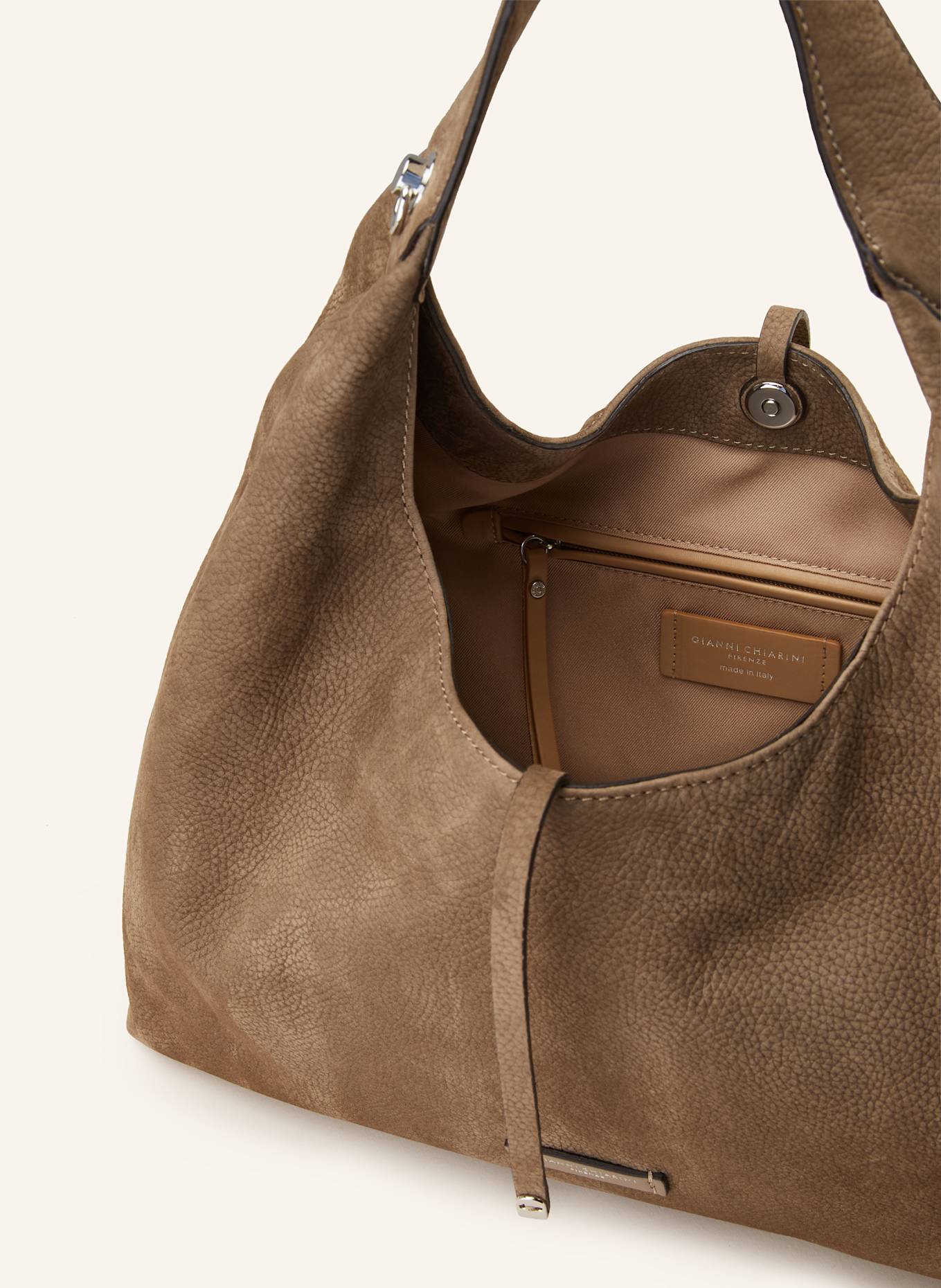 GIANNI CHIARINI Torebka hobo ANGELICA: SZAROBRĄZOWY