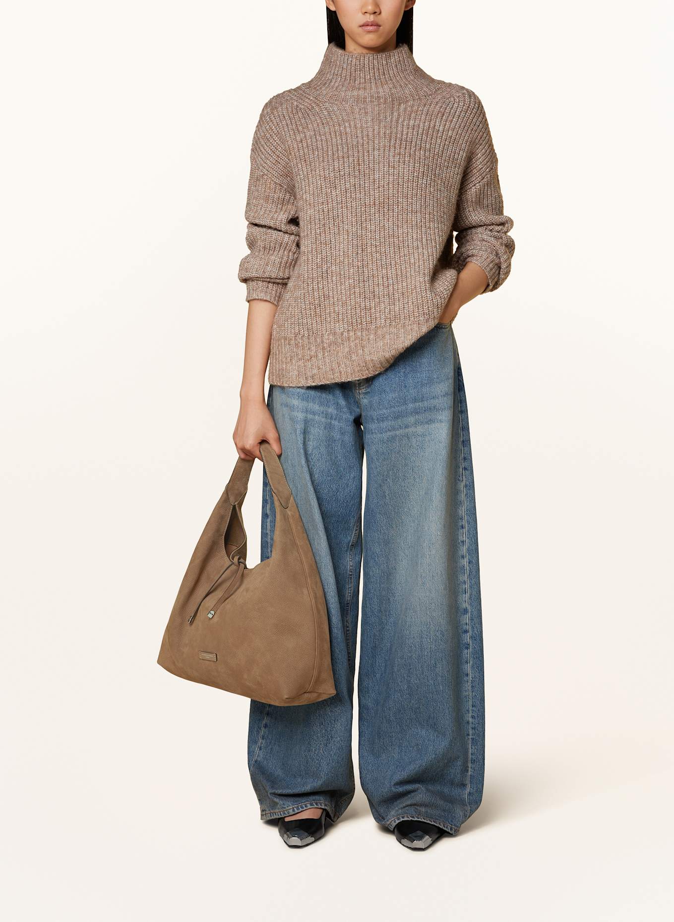 GIANNI CHIARINI Torebka hobo ANGELICA: SZAROBRĄZOWY