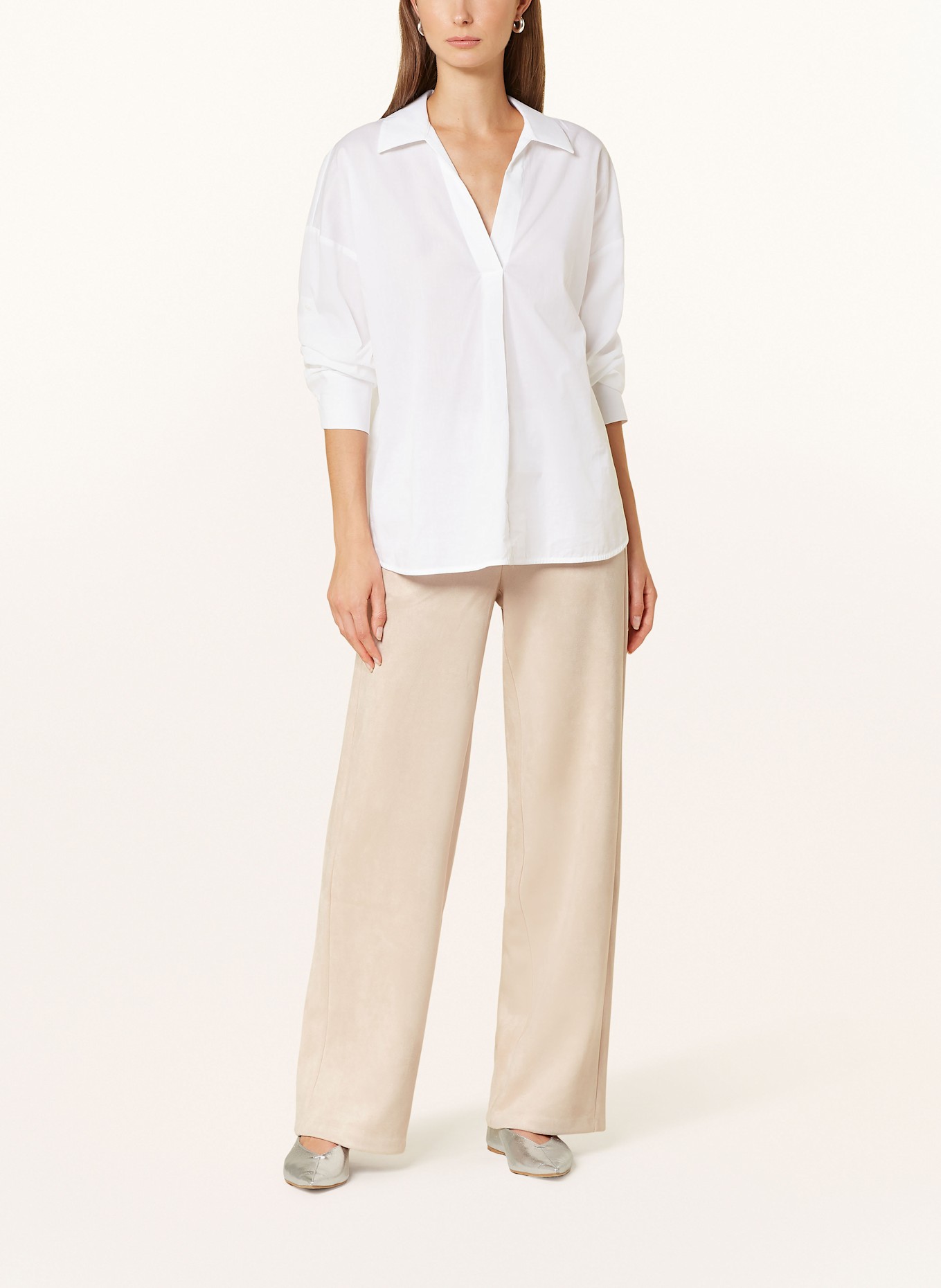 BETTY&CO Wide leg trousers in leather look, Color: CREAM (Image 2)