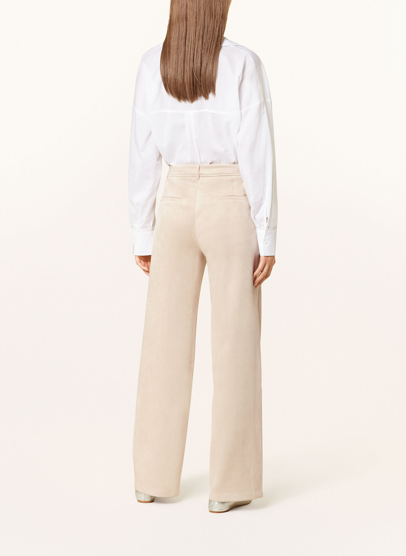 BETTY&CO Wide leg trousers in leather look, Color: CREAM (Image 3)