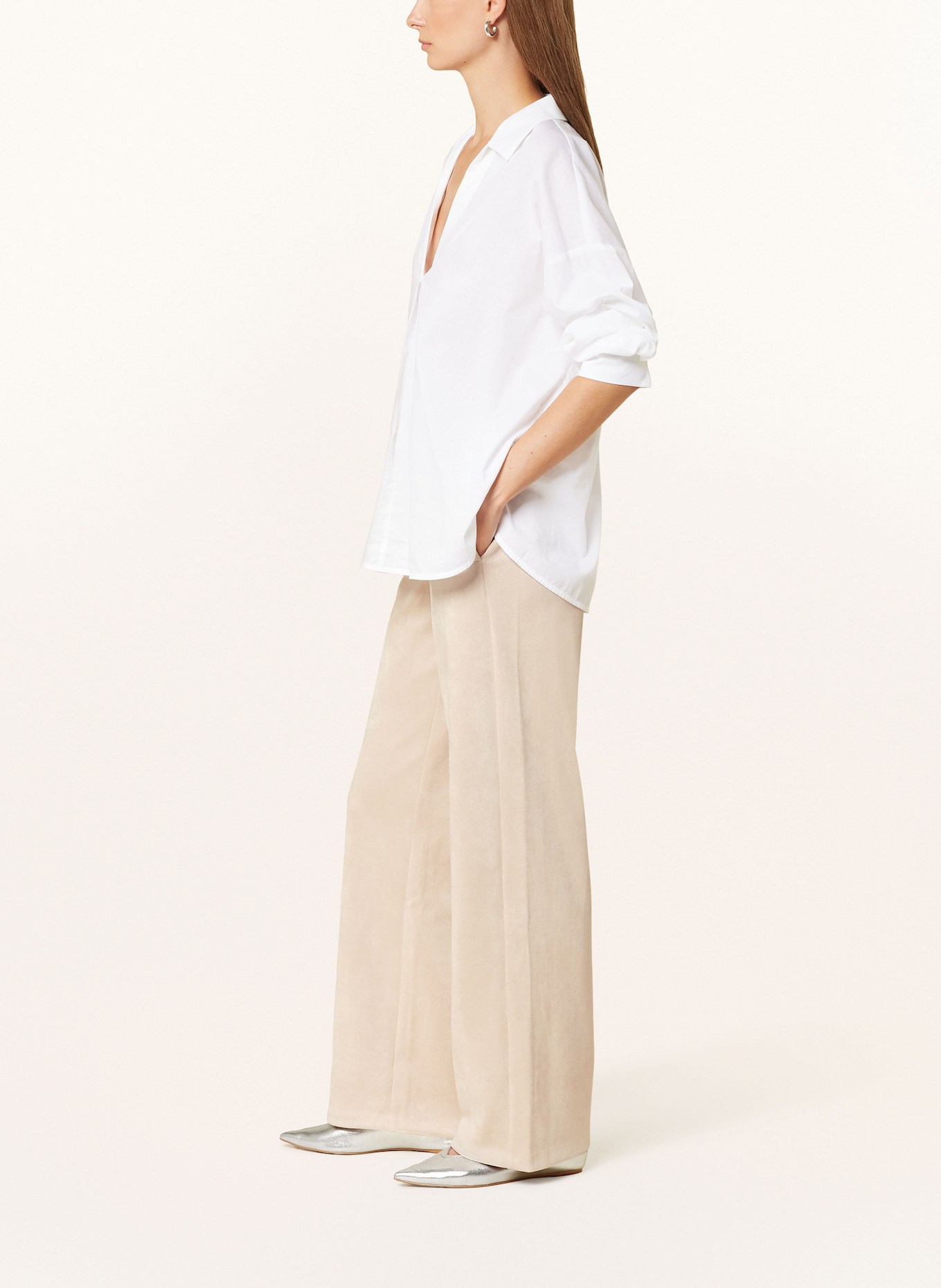 BETTY&CO Wide leg trousers in leather look, Color: CREAM (Image 4)