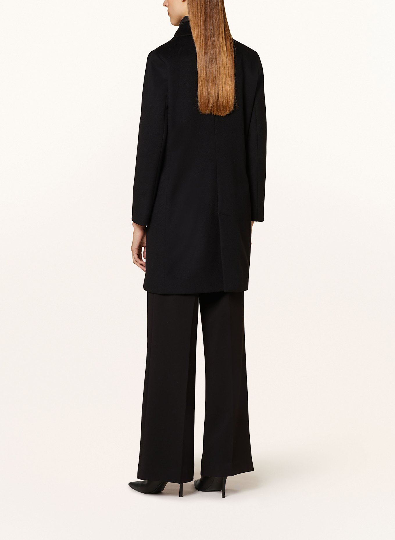 ICONS CINZIA ROCCA Wool coat with removable trim: BLACK