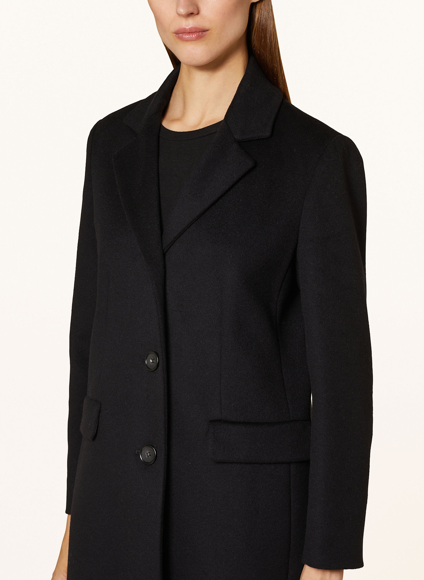 ICONS CINZIA ROCCA Wool coat with removable trim: BLACK