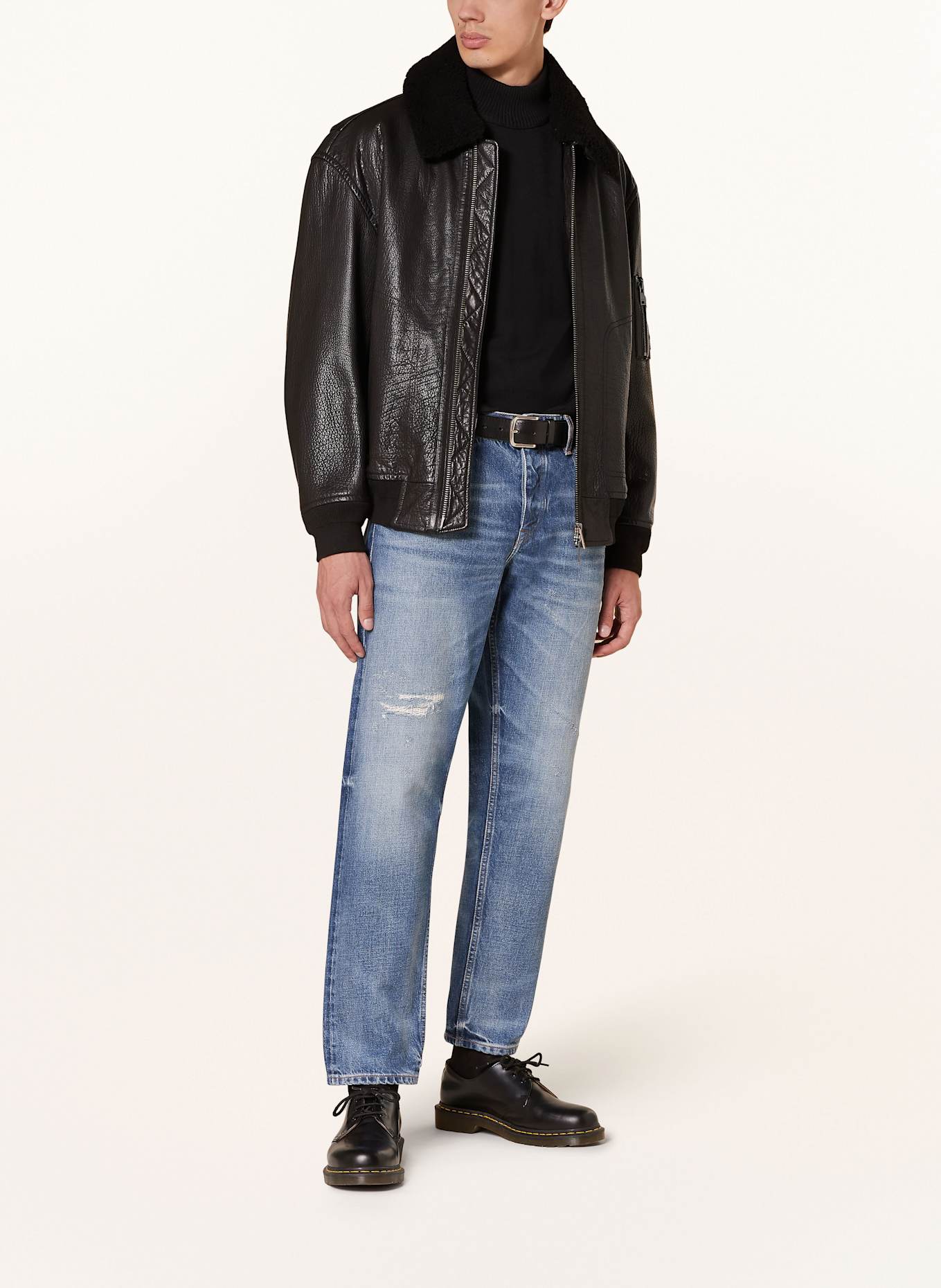 Jacket Hugo Boss Orange Lederjacke Herren BOSS Leather Blouson JOBARK In  Black