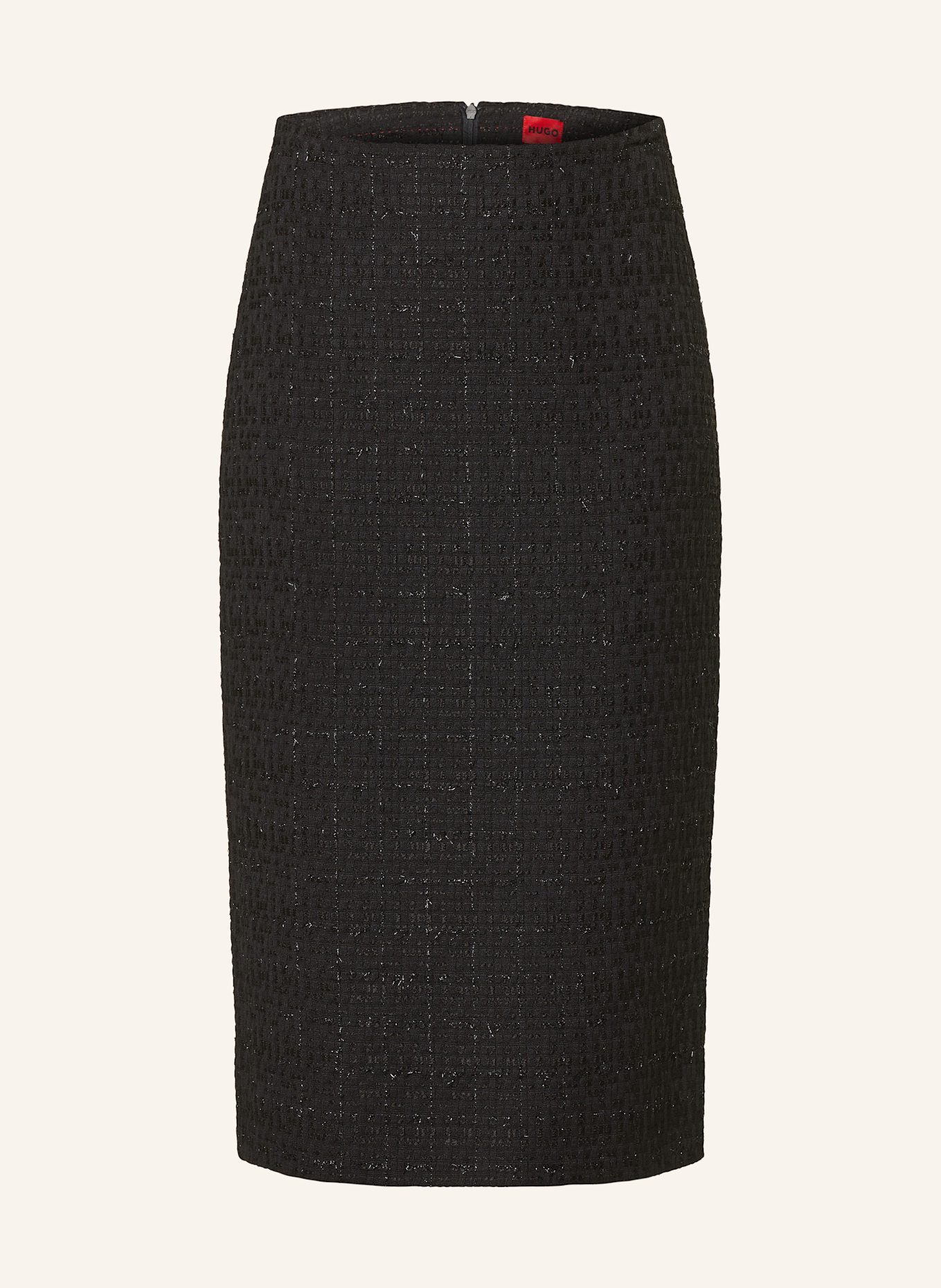 HUGO RATISI-1 tweed skirt with glitter thread, Color: BLACK (Image 1)