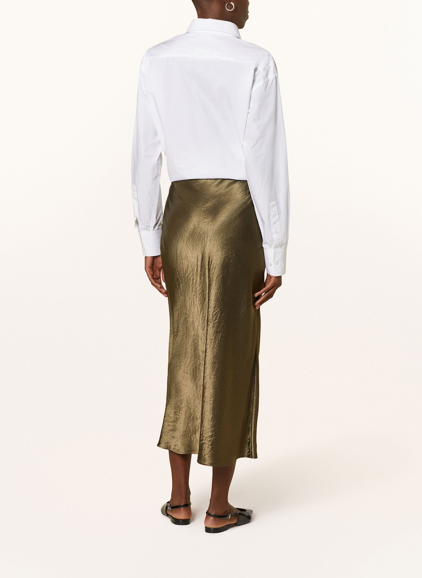 BOSS VESATIE satin skirt, Color: GREEN (Image 3)