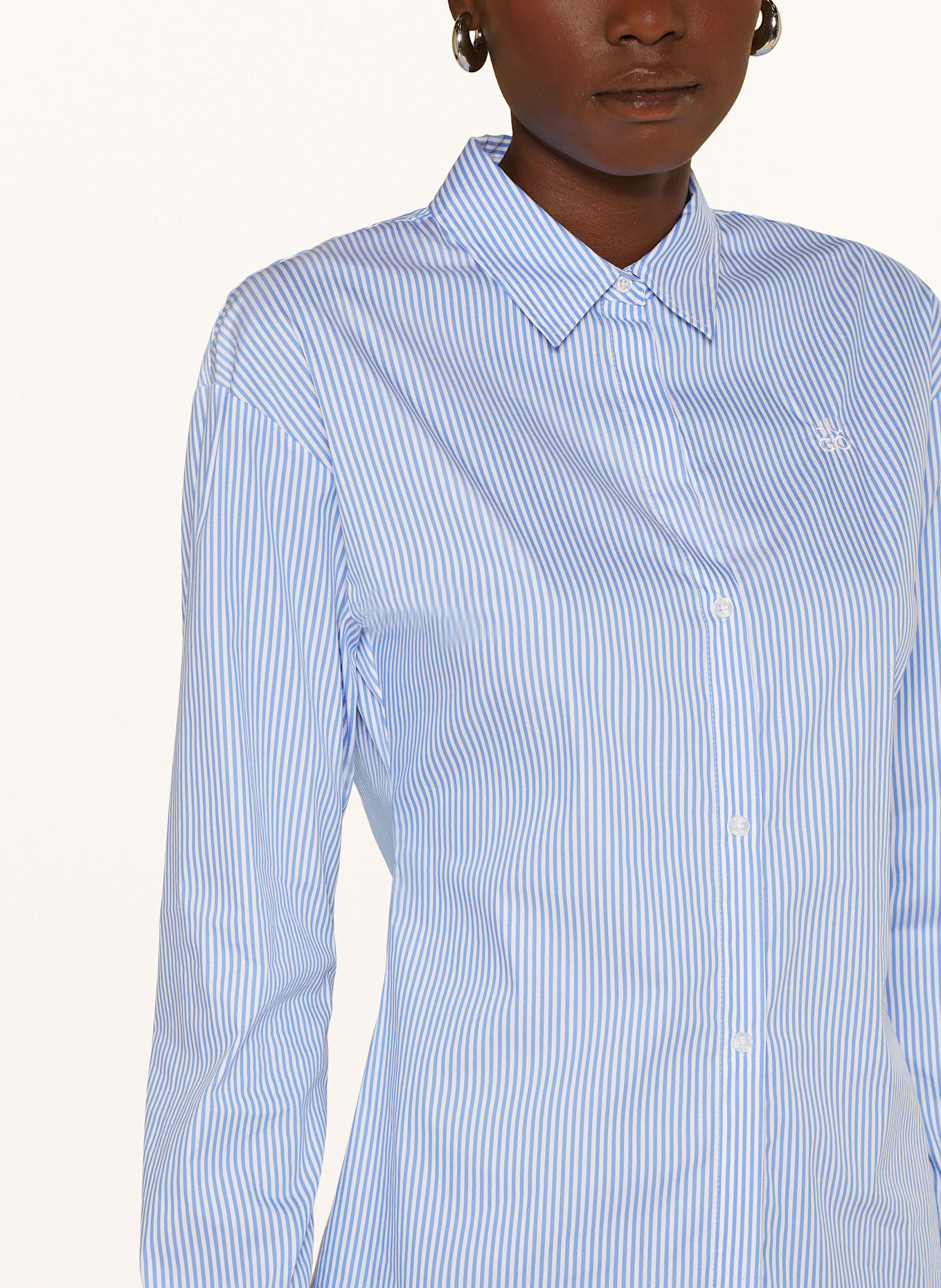 HUGO Shirt blouse THE GIRLFRIEND, Color: WHITE/ BLUE (Image 4)