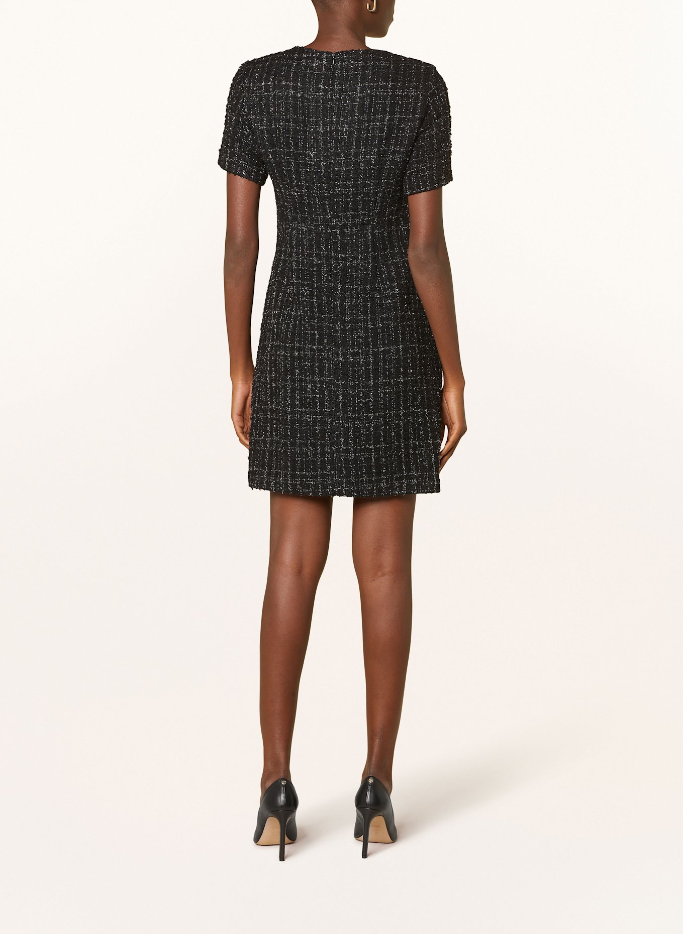 BOSS Sukienka tweedowa DOCANAH z błyszczącą przędzą: CZARNY