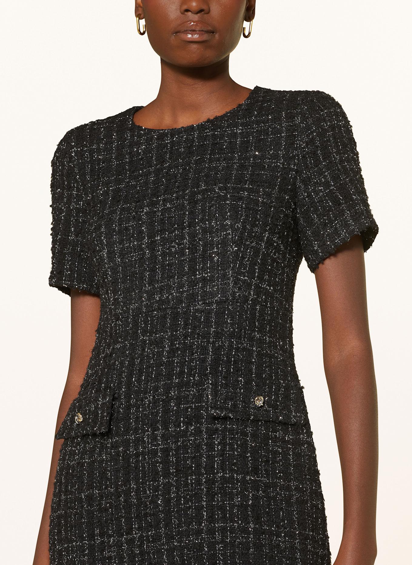 BOSS Sukienka tweedowa DOCANAH z błyszczącą przędzą: CZARNY