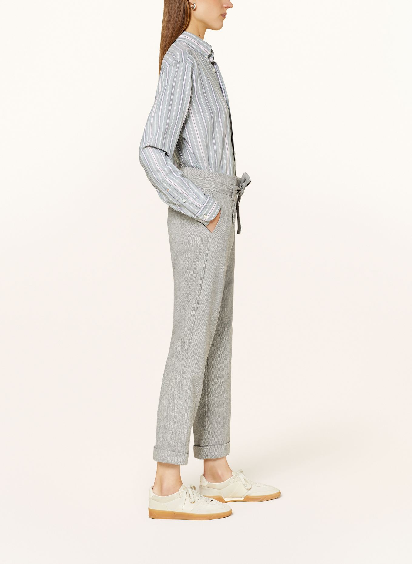 BOSS tASHAINA 7/8 trousers in a denim look, Color: SILVER (Image 4)