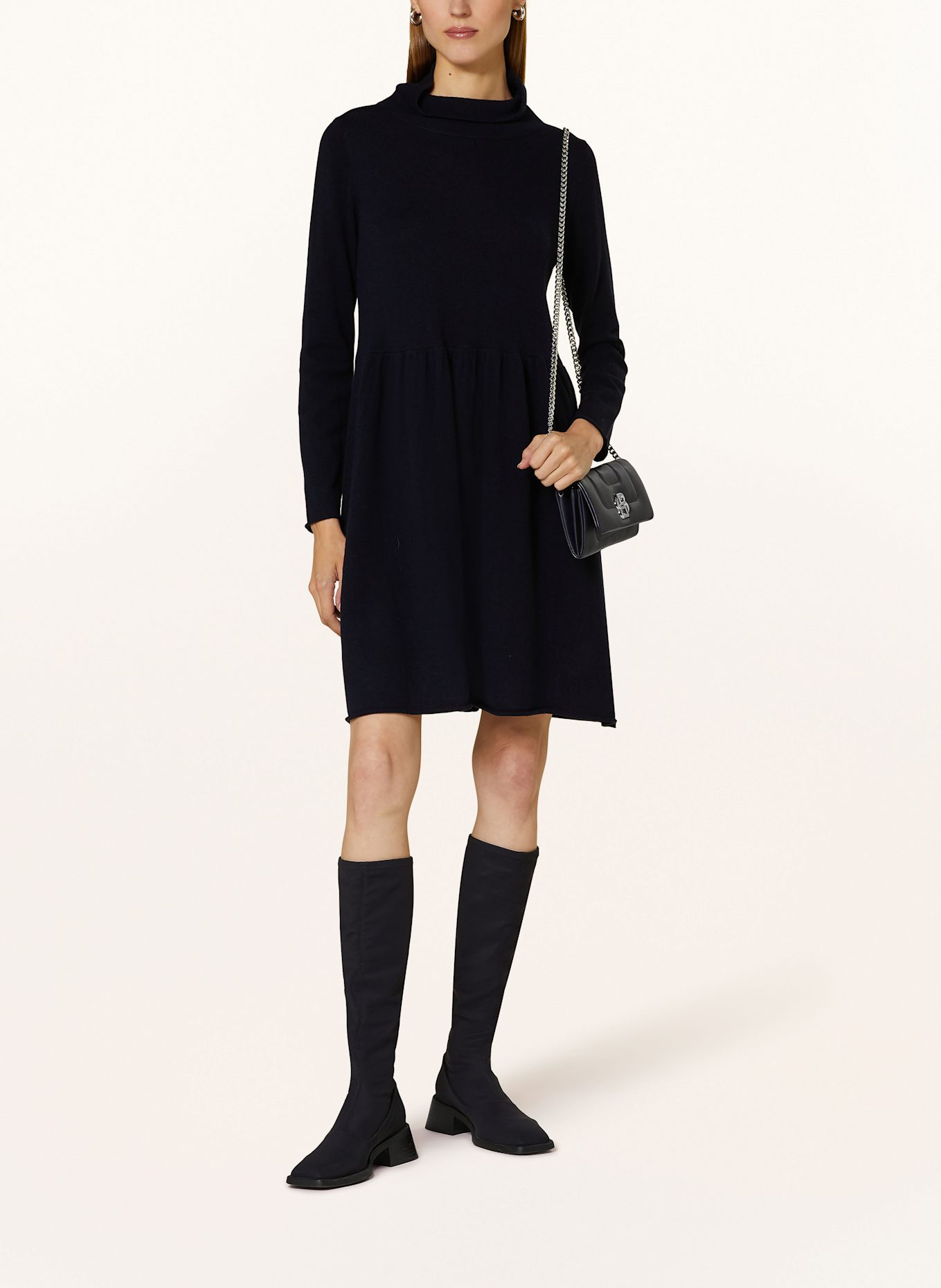 ALLUDE Knit dress with cashmere: DARK BLUE