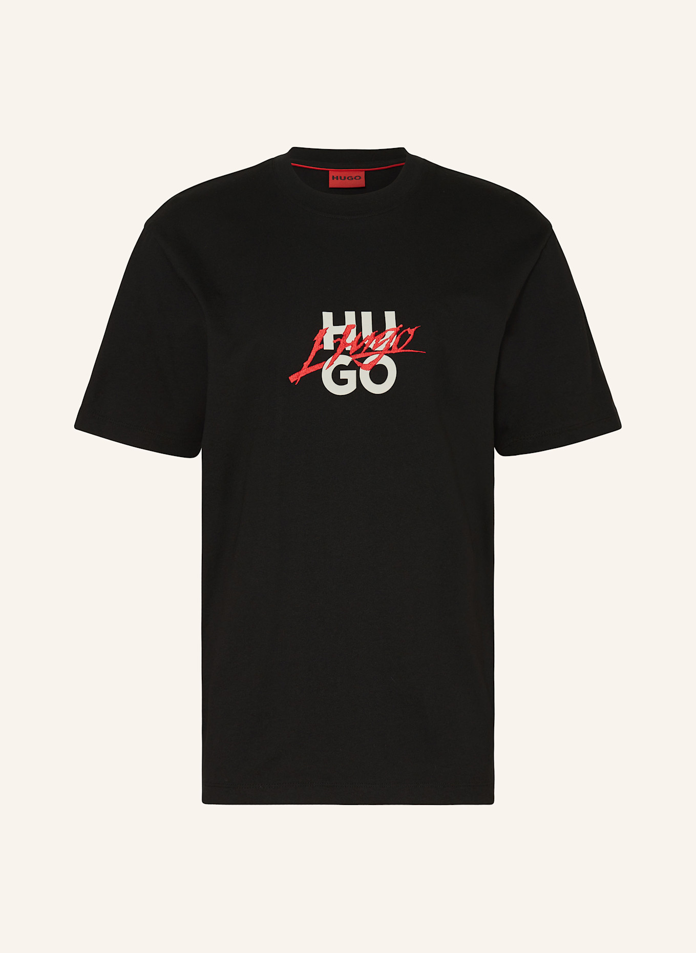 HUGO T-shirt DLONGNY, Color: BLACK/ WHITE/ RED (Image 1)