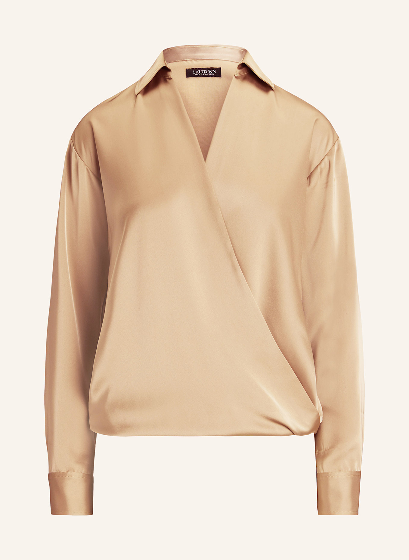 LAUREN RALPH LAUREN Satin shirt blouse in wrap look, Color: GOLD (Image 1)