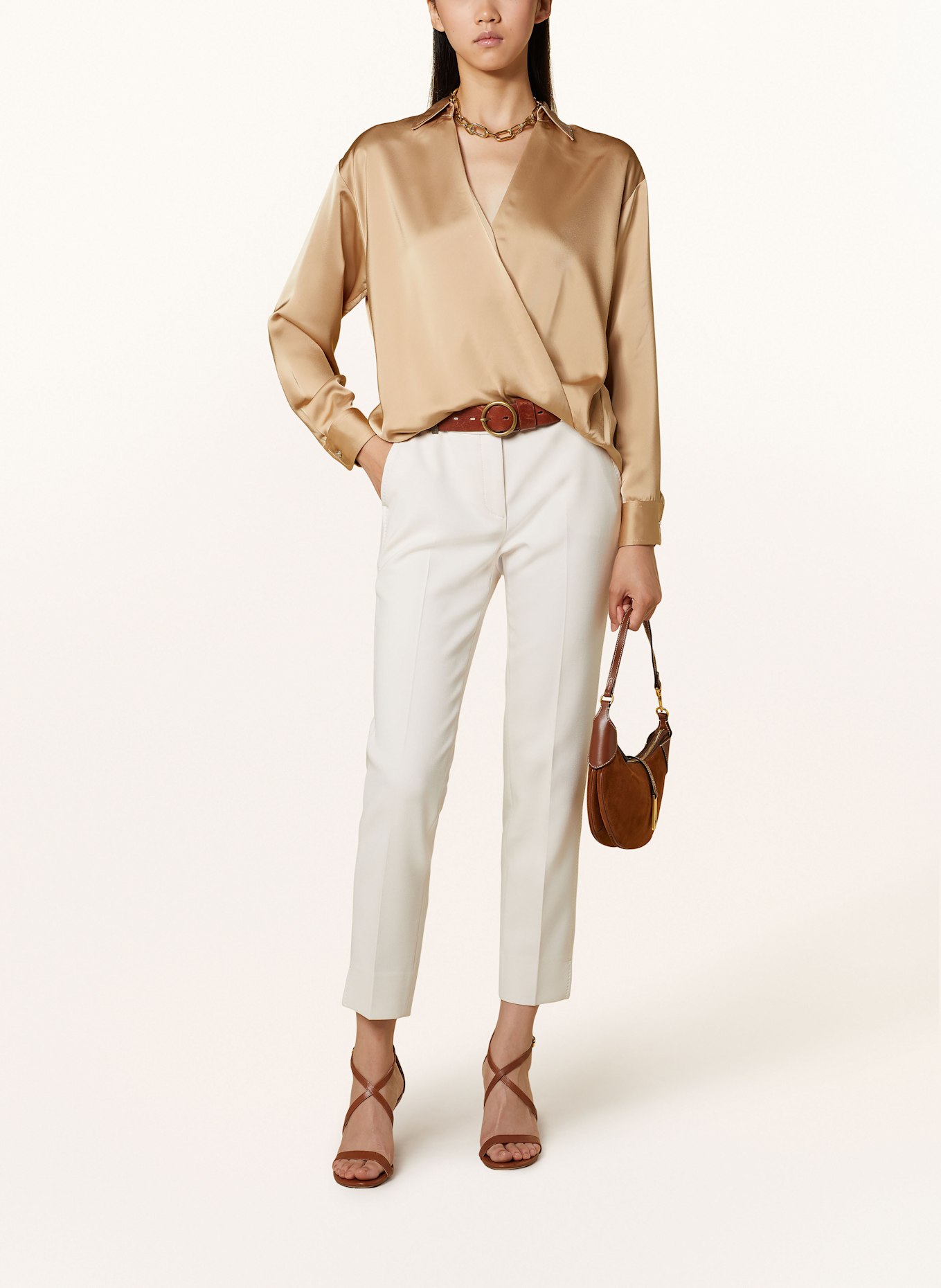 LAUREN RALPH LAUREN Satin shirt blouse in wrap look, Color: GOLD (Image 2)