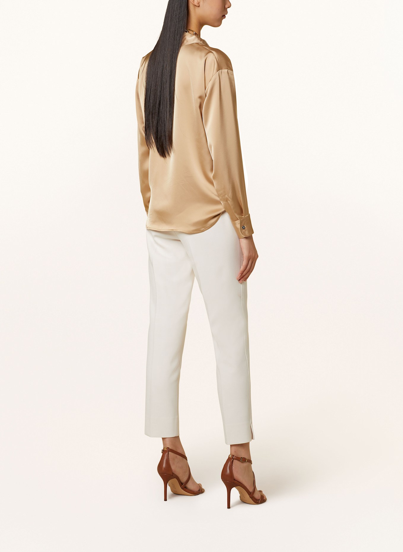 LAUREN RALPH LAUREN Satin shirt blouse in wrap look, Color: GOLD (Image 3)